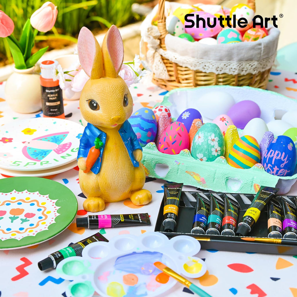 Shuttle Art Acrylic Paint Set, 15 x 12ml Tubes Artist Quality Non Toxic Rich Pigments Colors Perfect for Kids Adults Beginners Artists Painting on Canvas Wood Clay Fabric Ceramic Crafts