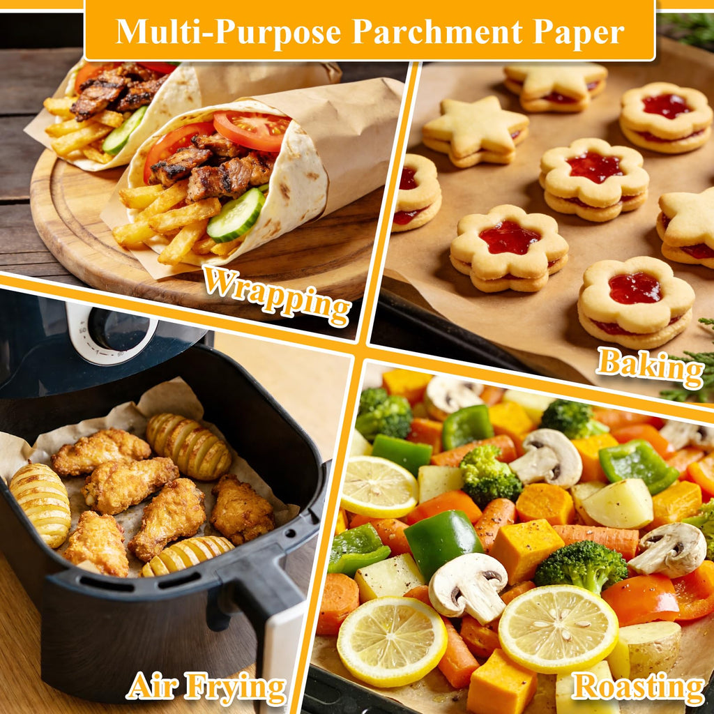 cyrico Parchment Paper Sheets for Baking, 220 Pcs 12x16 Inch Unbleached Baking Paper, Heavy Duty Non-Stick Pre-Cut Sheets for Cooking, Grilling, Steaming, Wrapping Foods, Oven and Air Fryer Use