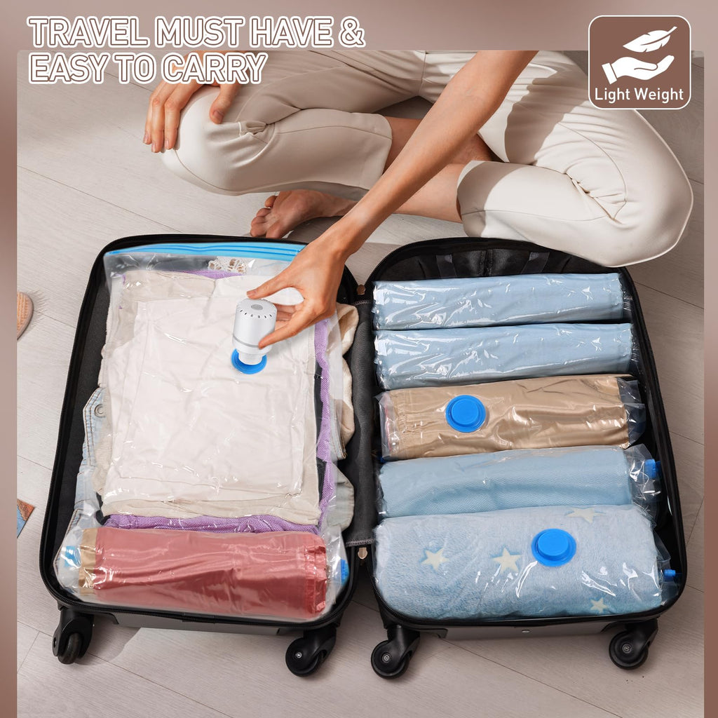 Warmi 16 Pack Vacuum Storage Bags with Electric Air Pump - Vacuum Sealer Bags for Clothes Storage, Blanket, Duvets, Pillows, Comforters, Home Storage & Organisation