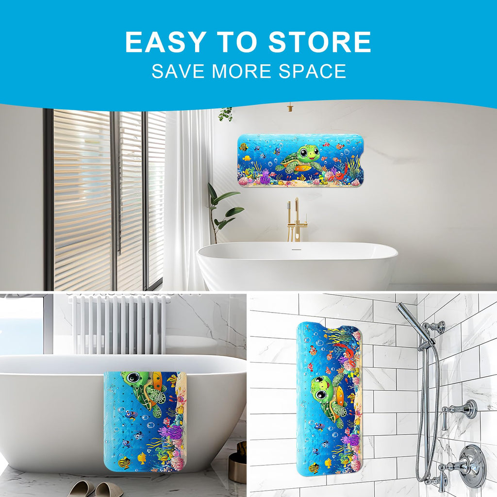 XIYUNTE Baby Bath Mat for Tub Non Slip Kids Bath Mat - 40''x16'' Extra Long Kids Bath Tub Mat Non Slip, Eco-Friendly Toddler Bath Mats with Suction Cups for Secure Grip, Easy to Clean & Easy Drying