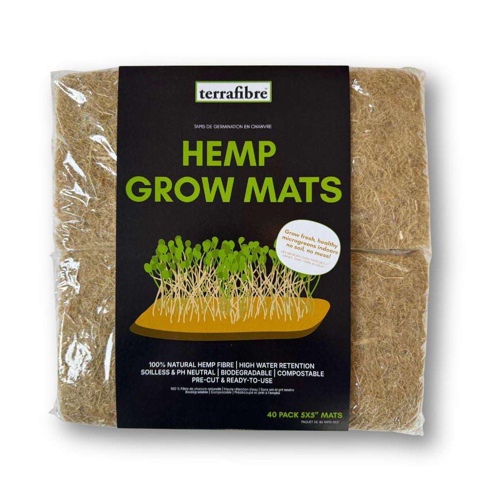 terrafibre Hemp Microgreen Growing Mats – 100% Organic & Biodegradable Seed Starter for Microgreens, Sprouts & Hydroponics – Fits 5x5 & 10x20 Trays – Ideal for Indoor Growing – 5” x 5” (40-Pack)