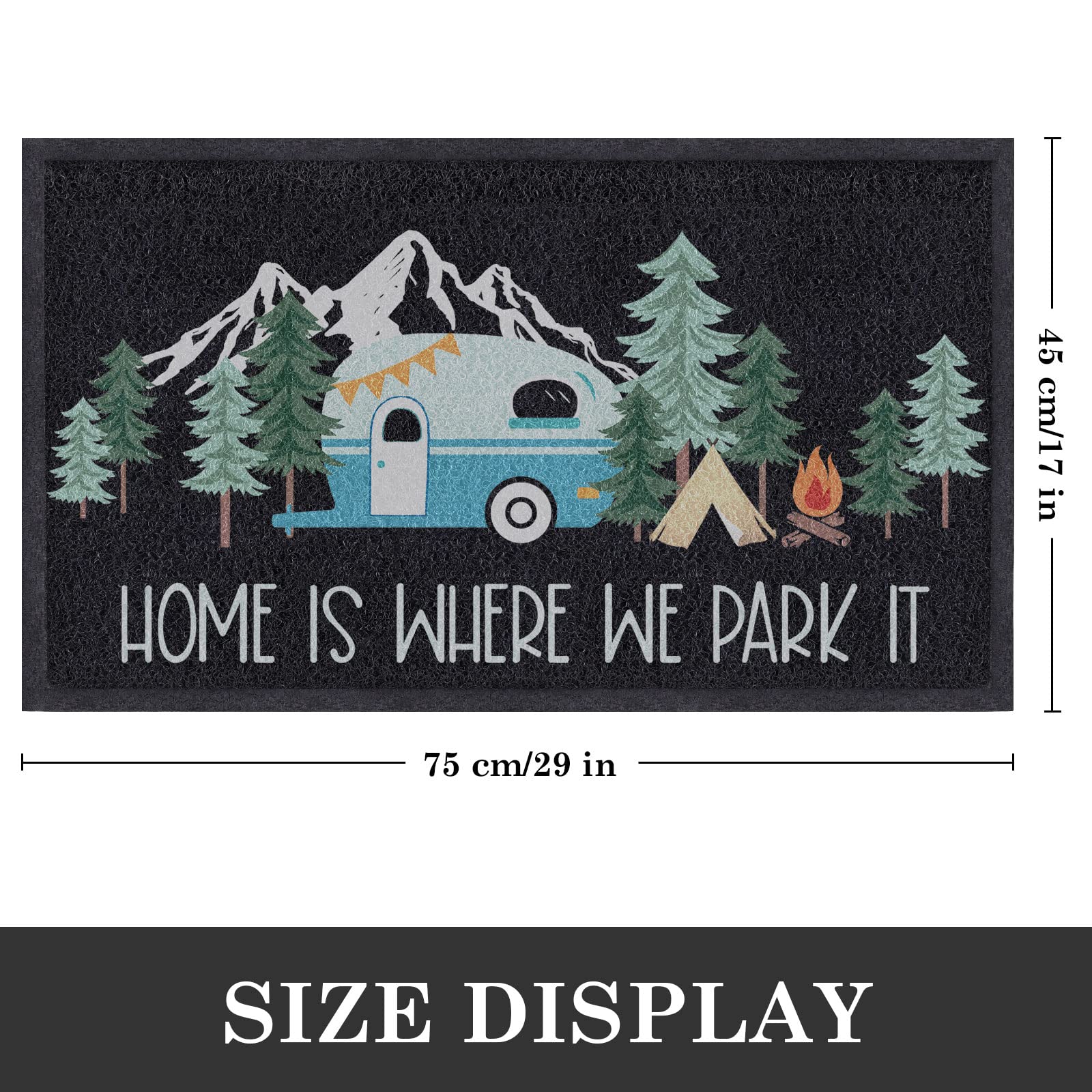 comfoyar Camper RV Door Mat, 17" x30'', Home is Where We Park It Camping Floor Mats, Welcome Mat with Rubber Backing for Shoe Scraper, Non Slip, Easy to Clean Floor Mat Rug for Outside Camper Decor