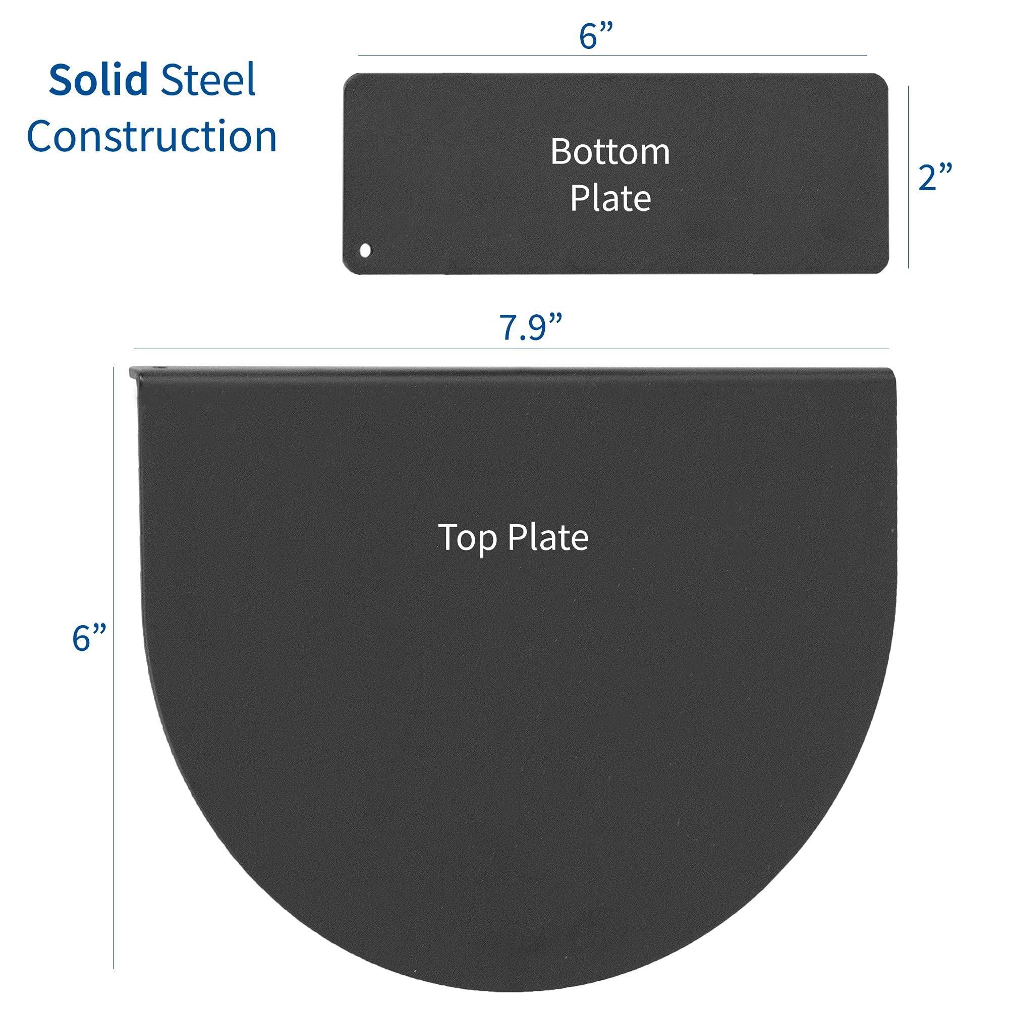 VIVO Black Steel Reinforcement Bracket Mount Plate for Thin, Glass, and Other Fragile Table Tops, Clamp Compatible with Most Monitor Stand C-Clamp Installations STAND-AC01R