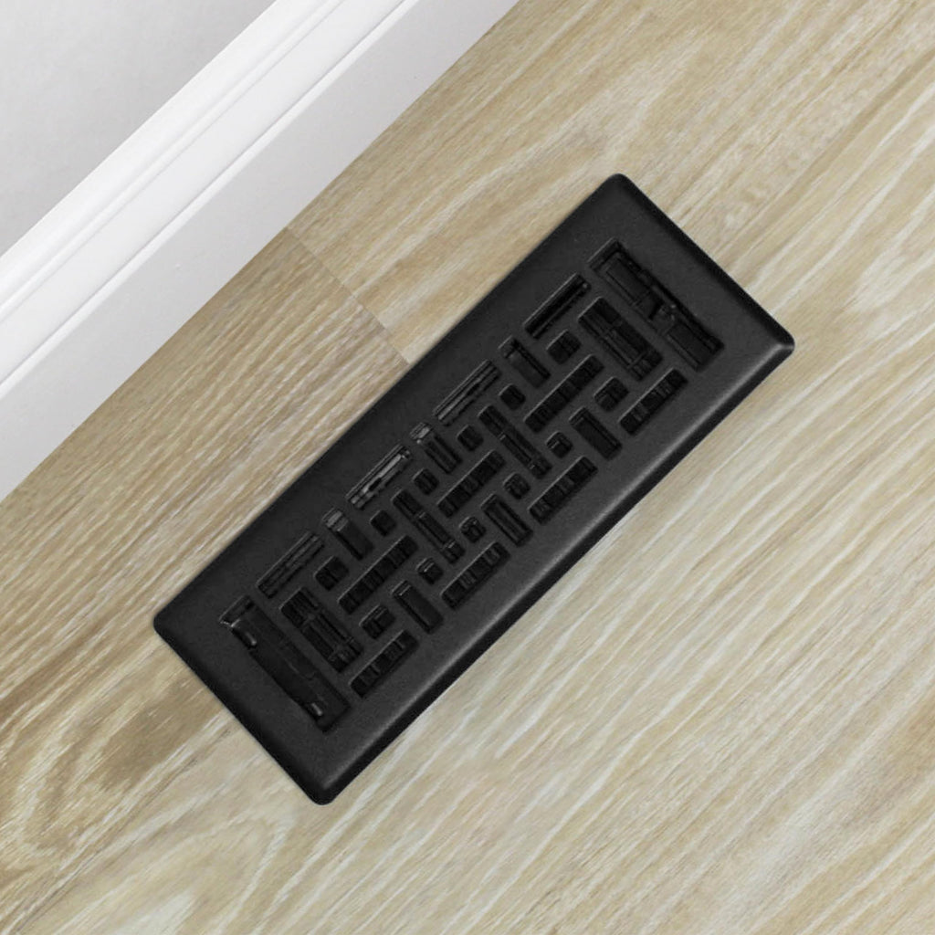 Decor Grates AJH310-BLK Oriental Floor Register, 3x10 Inches, Textured Black