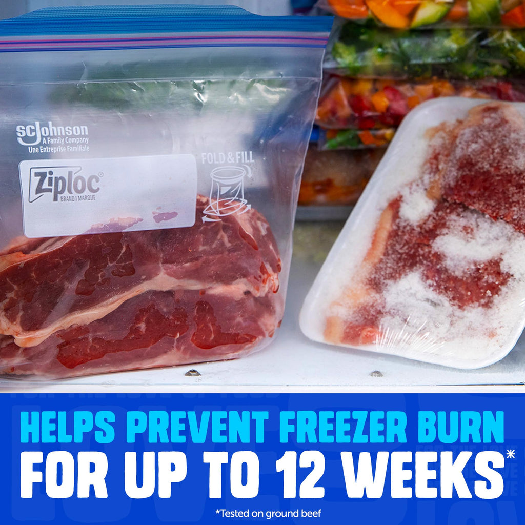 Ziploc® Medium and Large Freezer Bags, Prevents Freezer Burn, Microwave & Freezer Safe, New Stay-Open Design, Stand-Up Bottom, BPA Free, 2 Pack