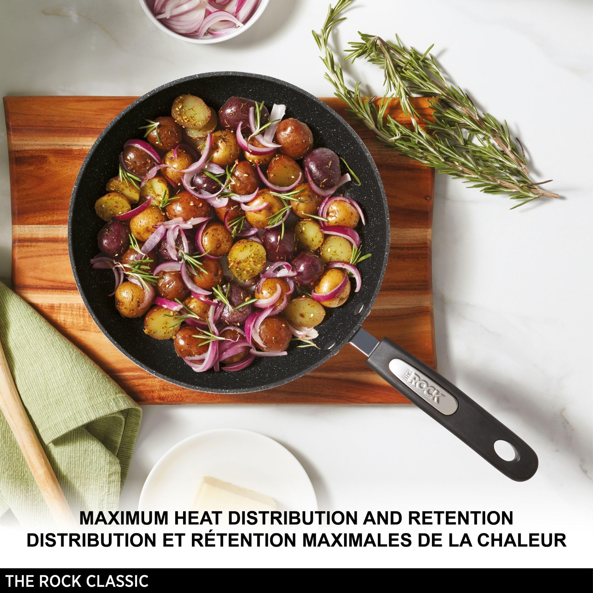Starfrit The Rock 26cm (10") Non-Stick Multi Pan - Tawa - Durable Forged Aluminum - Oven Safe - PFOA Free - Easy to Clean - Black