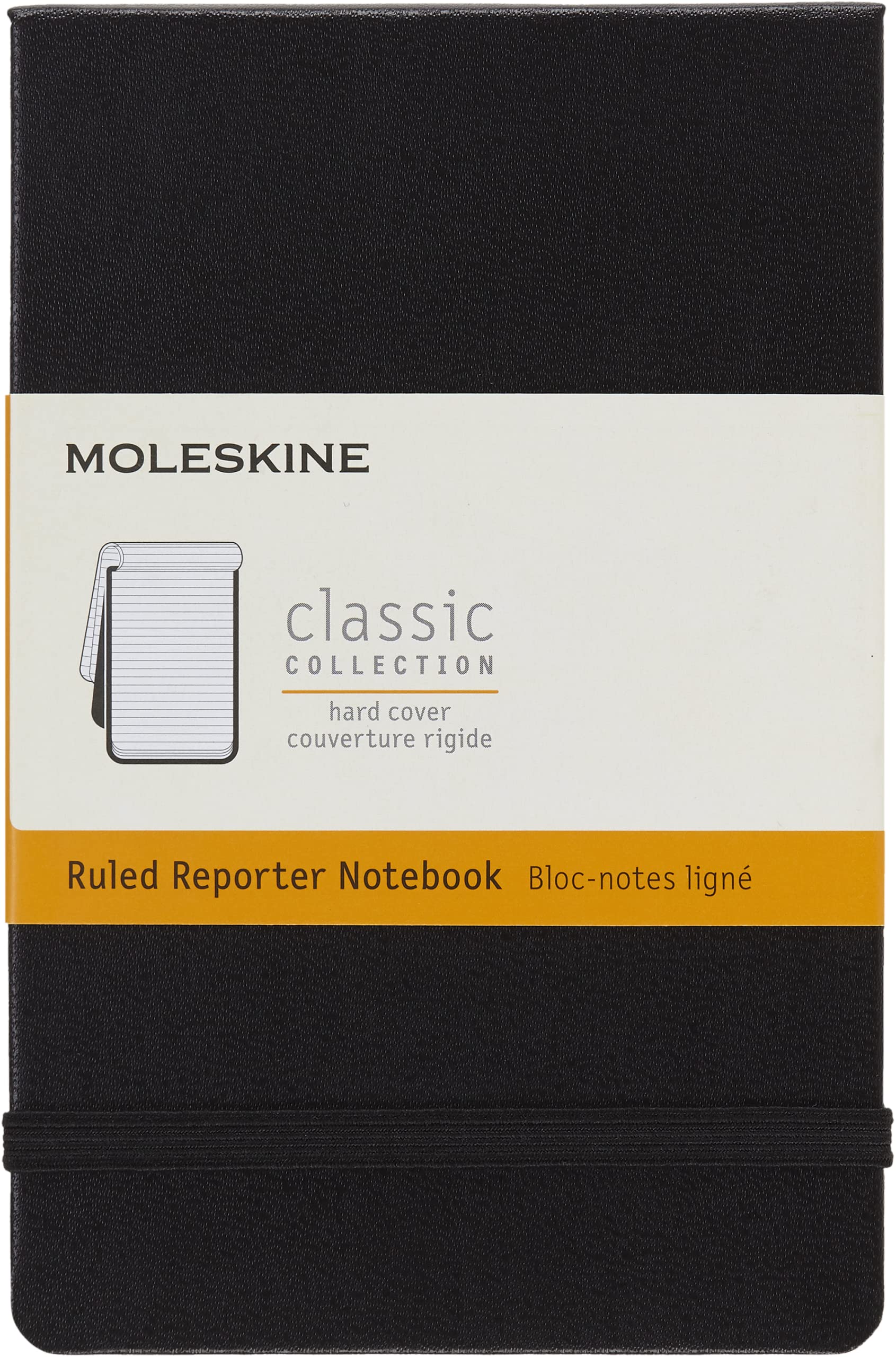 Moleskine Classic Reporter Notebook, Hard Cover, Pocket (3.5" x 5.5") Ruled/Lined, Black, 192 Pages