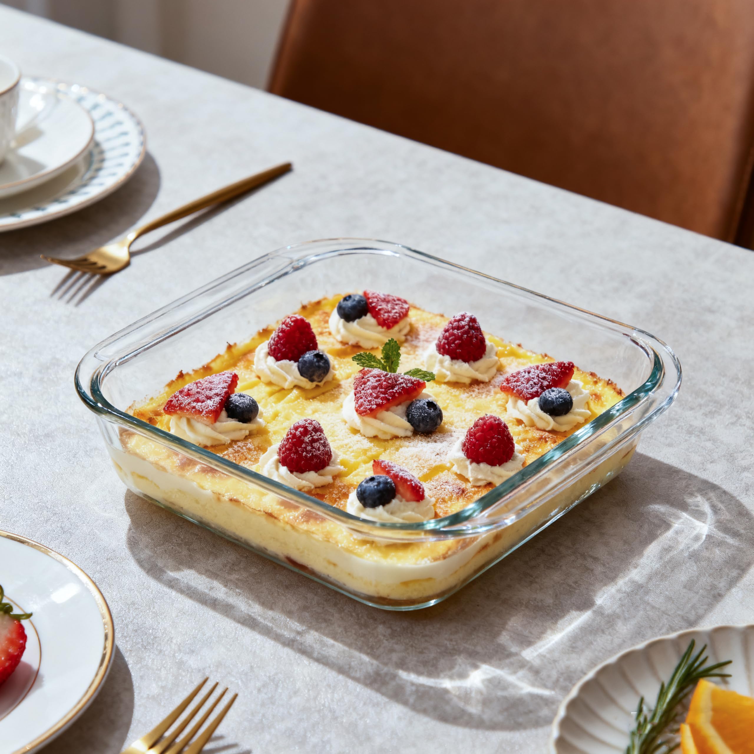Vitrignis Glass Baking Dish - 1.9qt Square 8x8 Baking Pan - Glass Baking Dishes For Oven