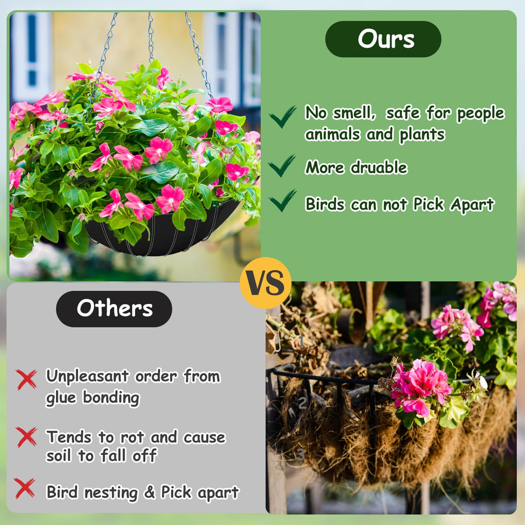 12 x 120 inch Fabric Planter Liner Roll, Felt Plant Box Liner Non Woven Coconut Basket Liner Alternative Flower Pot Mat Black Coco Liner Roll Replacement for Planters Hanging Baskets Garden Window Box