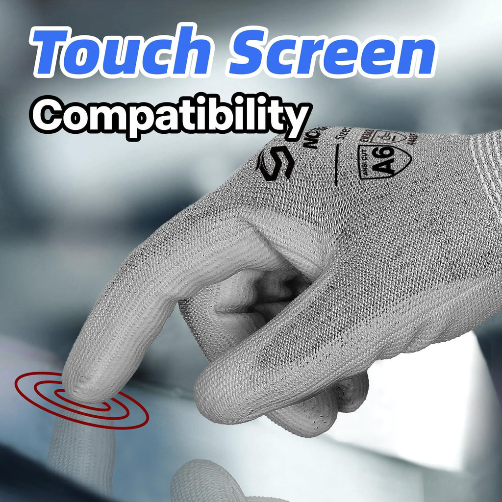 Schwer 3 Pairs Cut Resistant Gloves ANSI A6 Cut Proof Work Gloves, Touchscreen, for Men and Women Used to Woodworking, Glass Cutting, Construction, Cargo Handling, Material Sorting, Car Repair (L)
