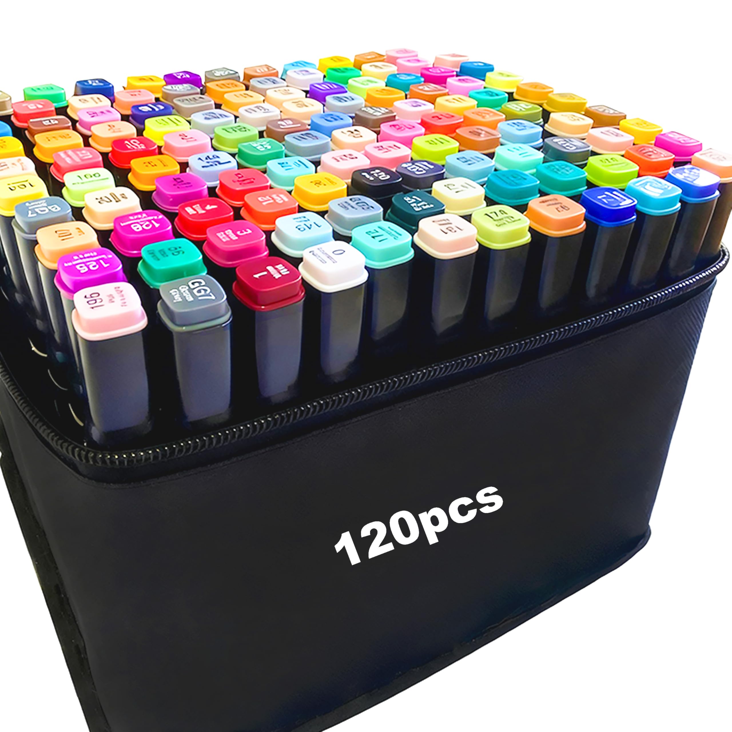 120-Color Alcohol Markers Set, No Bleed Dual Tip Art Markers for Adult Coloring with Chisel & Fine Tip for Coloring Books, Drawing & Sketching | 120 Marker Set with Case