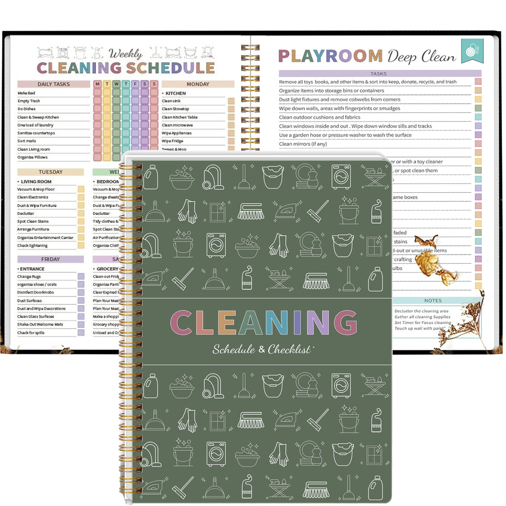 Cleaning Planner for Adults Women, Cleaning Schedule and Checklist Organizer, Household Cleaning Planner with Daily/Weekly/Monthly Task, Editable Chore Chart Notebook for Home, Family Cleaning Tasks