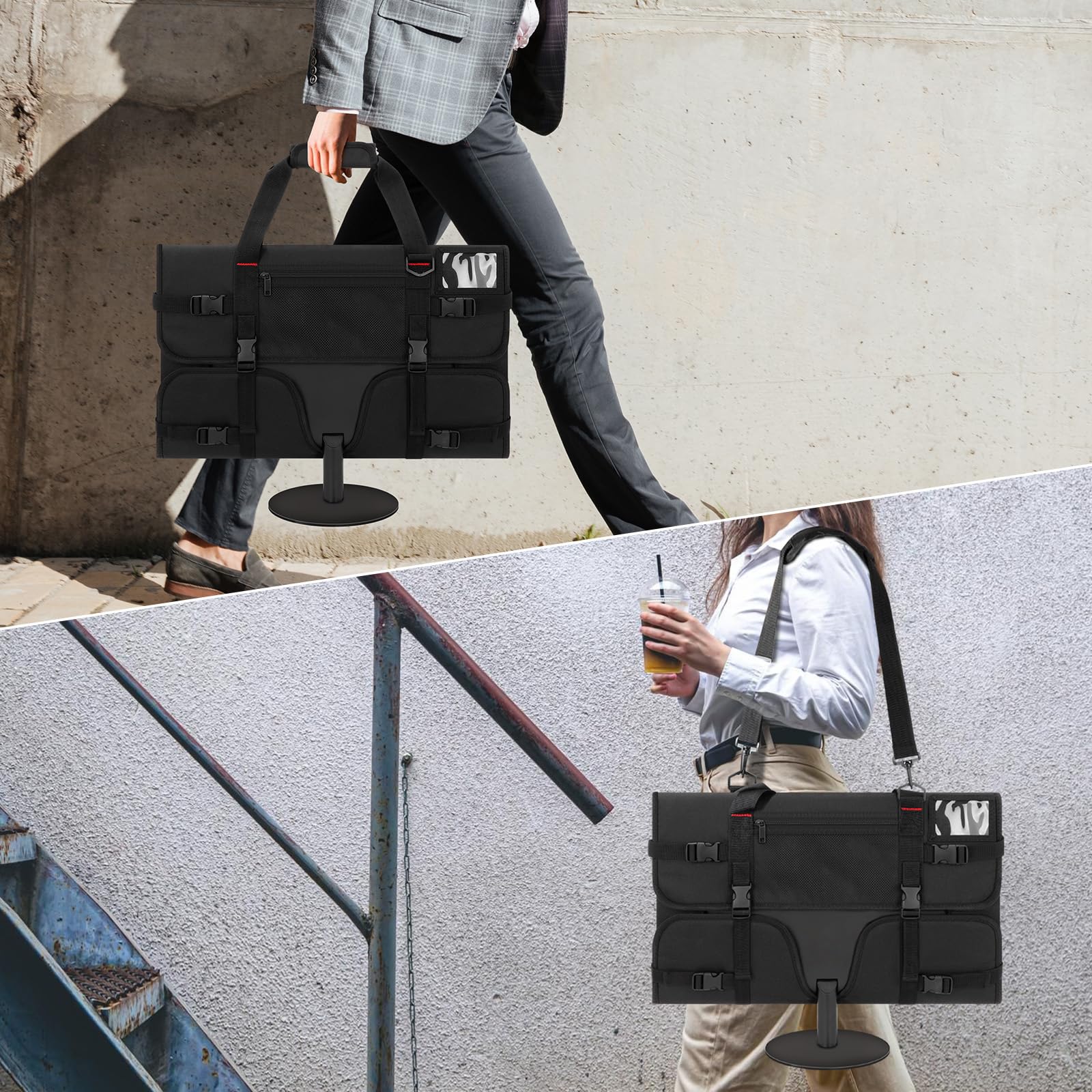 Monitor Carrying Case, Monitor Travel Case for 24" LCD Screens and Monitors, Protective Monitor Bag Computer Monitor Dust Covers with Padded Velvet Lining & Adjustable Shoulder Strap