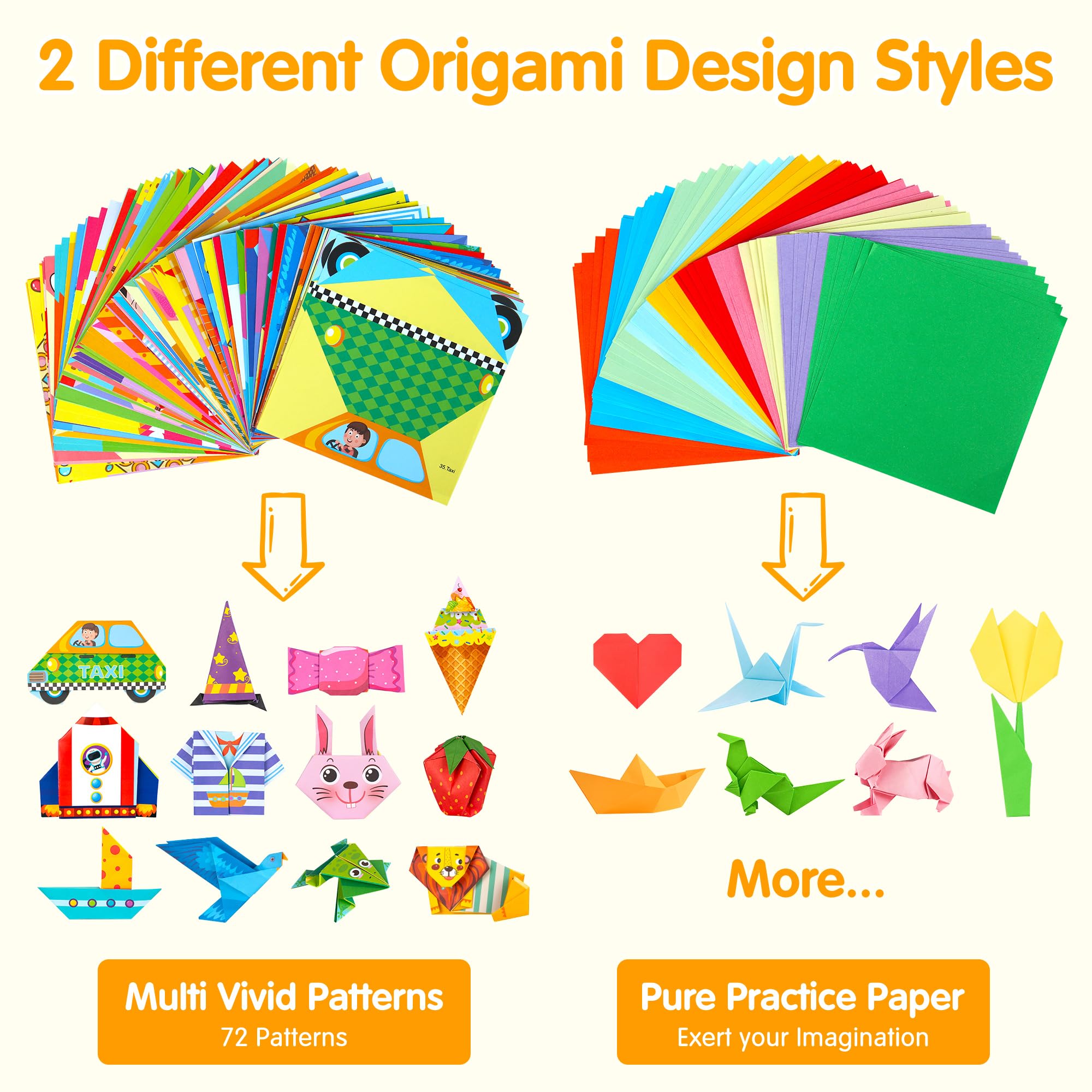 Mocoosy 224 Sheets Origami Paper Kit for Kids Ages 5-8 8-12, Folding Paper Set with Origami Book, Art Craft Supplies Boys Girls 9-12, Travel Game Car Road Trip Activities Easter Basket Stuffer Gifts