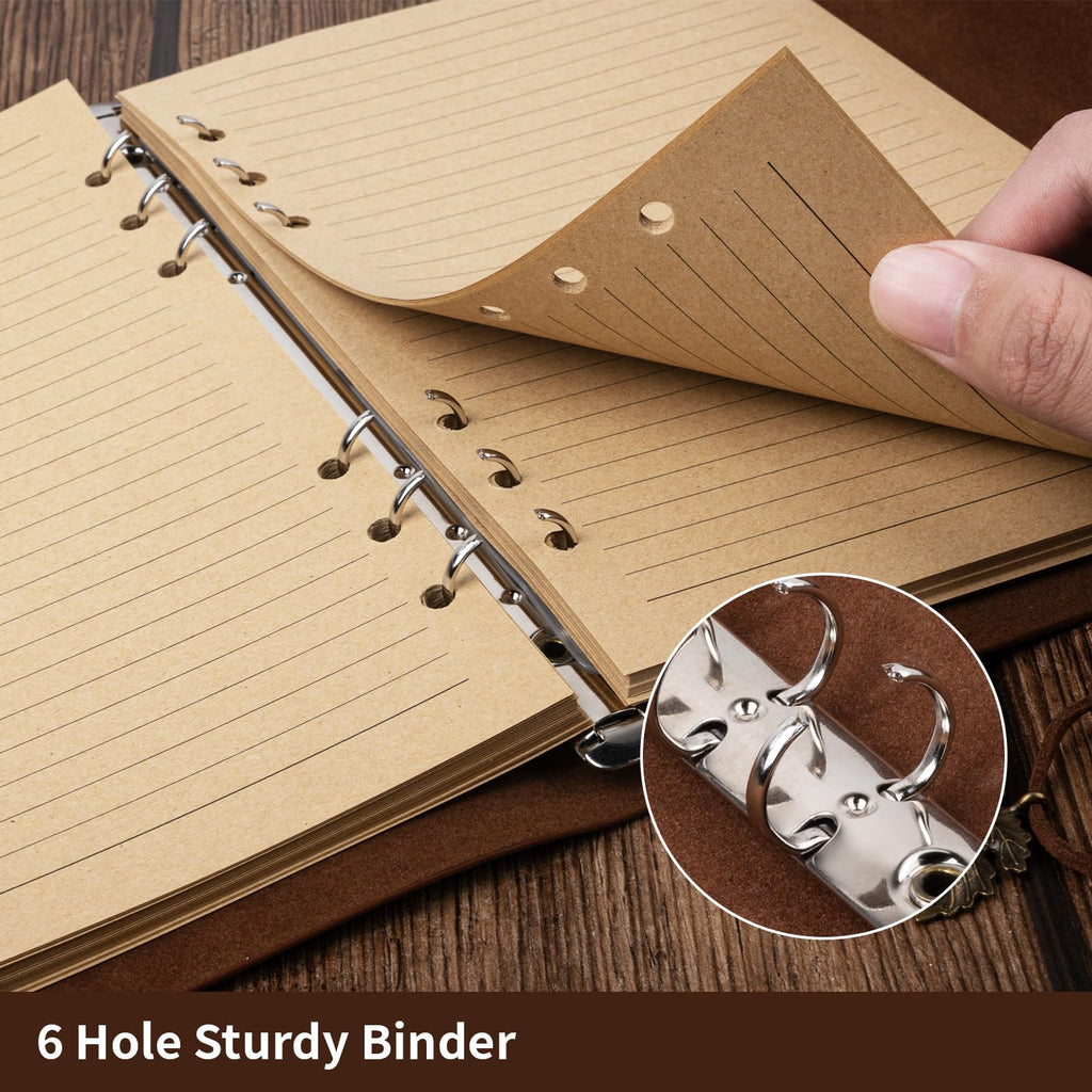 PU Leather Journal Notebook, Refillable Travel Vintage Writing Journals Diary, Gifts for Women, Men, Teen Girls and Boys, 100GSM Lined Paper,160 Pages(Brown, A5 9.2" x 6.5")