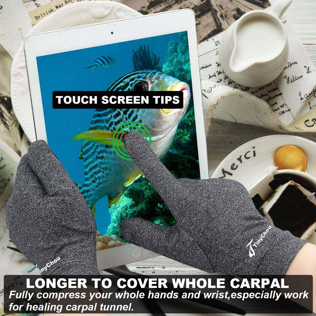 2 Pairs Compression Gloves for Women for Pain, Full Finger Arthritis Gloves for Men, Hand Compression Gloves for Crocheting, Relieve Pain from Carpal Tunnel, Rheumatoid, Osteoarthritis, RSI (Medium)