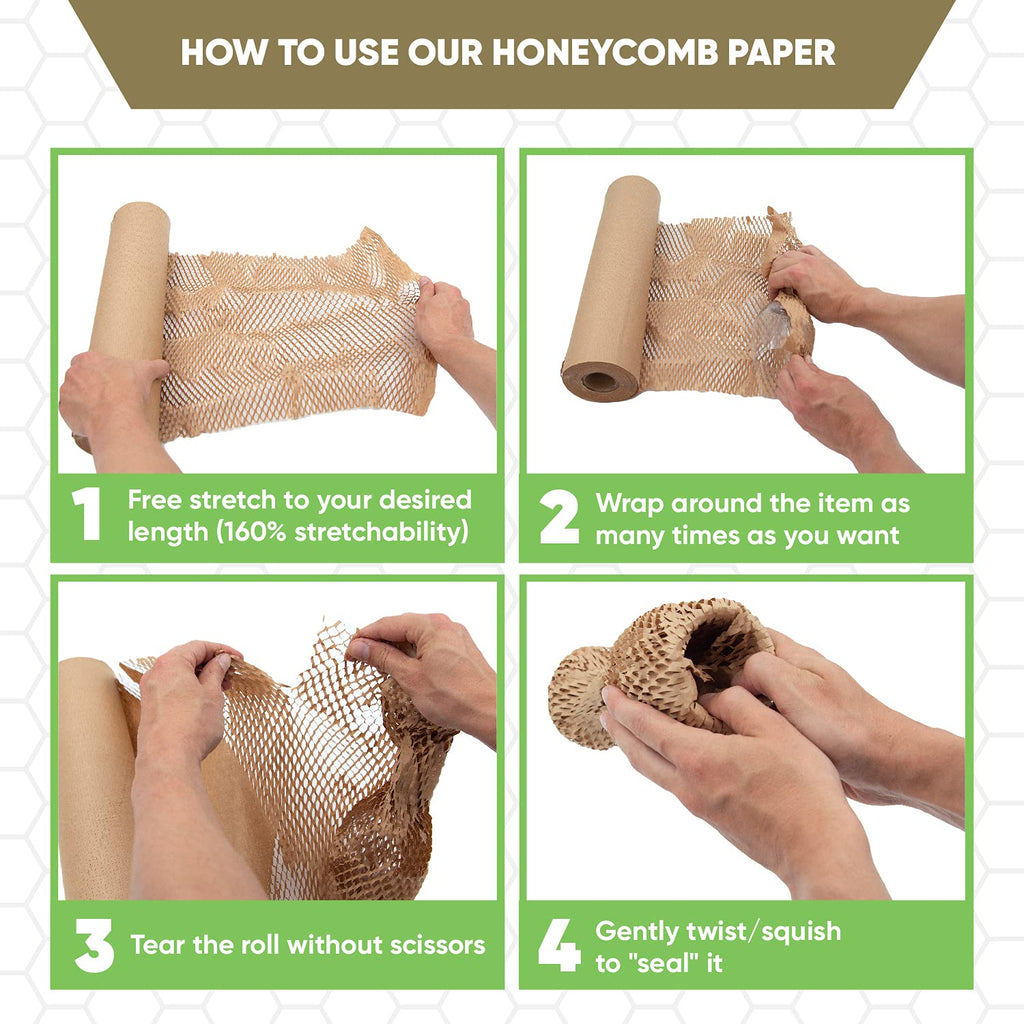 ecoducer 12”x100’ Honeycomb Packing Paper Moving Supplies. Eco Friendly Bubble Paper Wrap Roll for Packing Fragile Items. Packaging Sheets for Moving. Kraft Paper Shipping Supplies.