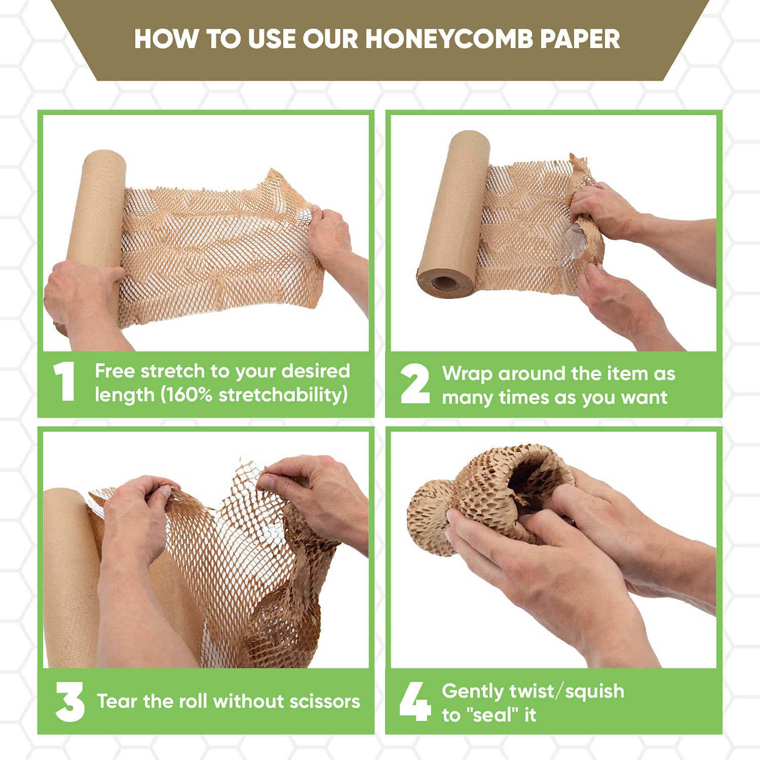 ecoducer 12”x100’ Honeycomb Packing Paper Moving Supplies. Eco Friendly Bubble Paper Wrap Roll for Packing Fragile Items. Packaging Sheets for Moving. Kraft Paper Shipping Supplies.
