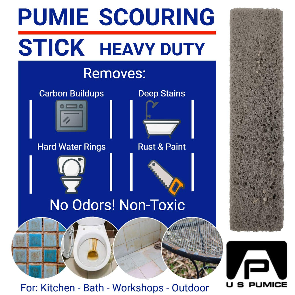 3-Pack PUMIE Pumice Stone for Toilet Bowl Cleaning, Pumice Scouring Stick for Removing Hard Water Rings, Buildups, Rust, Tough Stains on Toilet Bowl, Bathtub, Pool, Kitchen Sinks, Grill, Tiles Surface