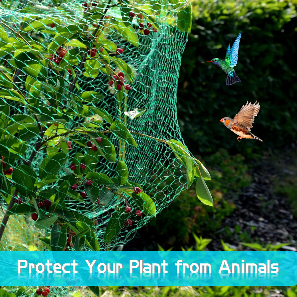 Anti-Bird Netting 33Ft x 13Ft (10m x 4m) Woven with 100Pcs Cable Ties Garden Farm Plants Fencing Mesh Fruits Protector Durable Fish Ponds Cover Green