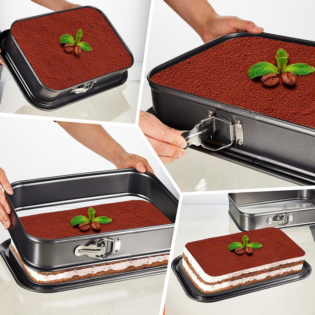 Large Springform Cake Pan Non-Stick, 14 x 9.5 Inch Rectangle Cheesecake Pan, Tiramisu Bakeware with Removable Bottom Baking Pan Mold Leakproof (14 x 9.5 Inch)