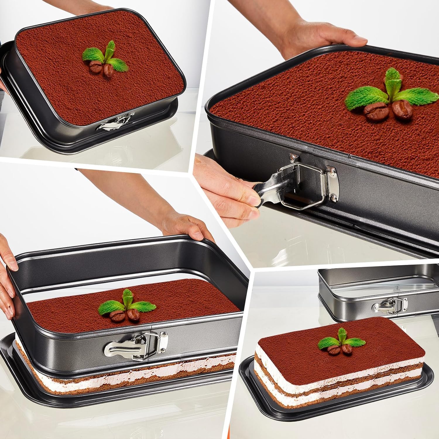 Large Springform Cake Pan Non-Stick, 14 x 9.5 Inch Rectangle Cheesecake Pan, Tiramisu Bakeware with Removable Bottom Baking Pan Mold Leakproof (14 x 9.5 Inch)