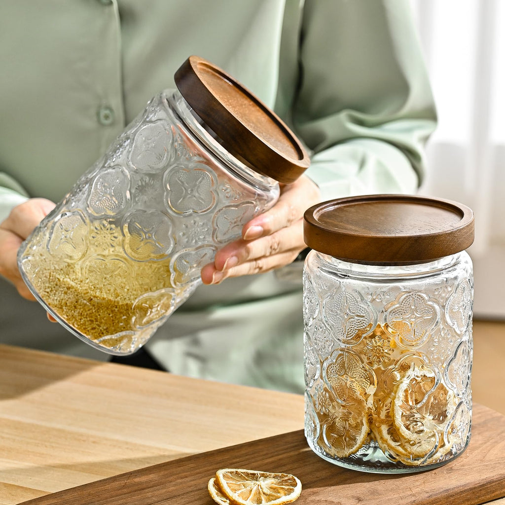 3-Pack 24oz Glass Jar With Airtight Lid,Kitchen Canisters For Countertop,Coffee Sugar Container Set,Pantry Glass Storage Containers For Flour,Candy,Loose Tea,Snack, mason jars