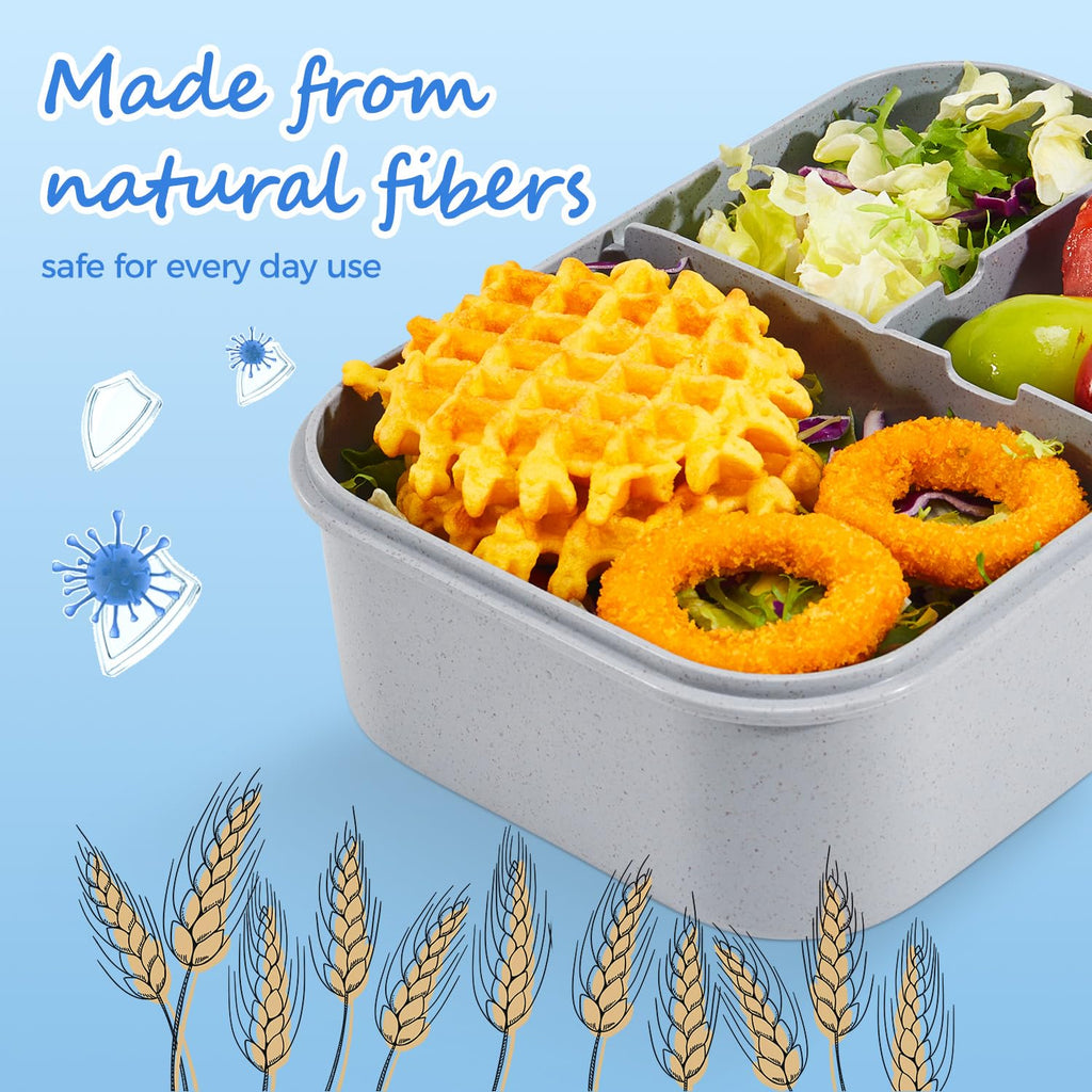 MISS BIG® Bento Box, Adult, Leak Proof Lunch Containers, No BPAs, Microwave & Dishwasher Safe, 1900ml Gray