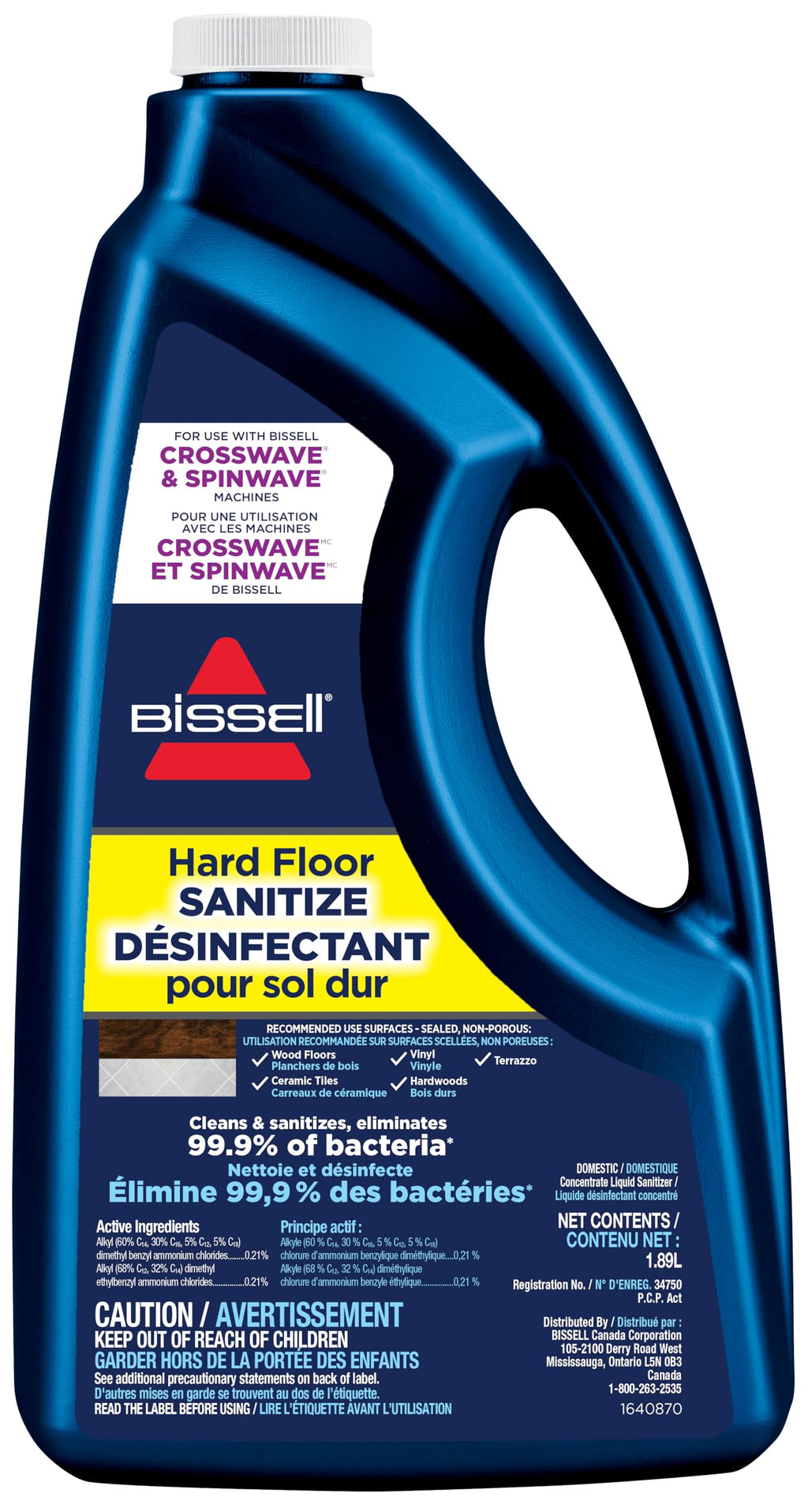 BISSELL Hard Floor Sanitize Formula for CrossWave and SpinWave, Wet/Dry Vacuum Solution (64 oz), 2504E