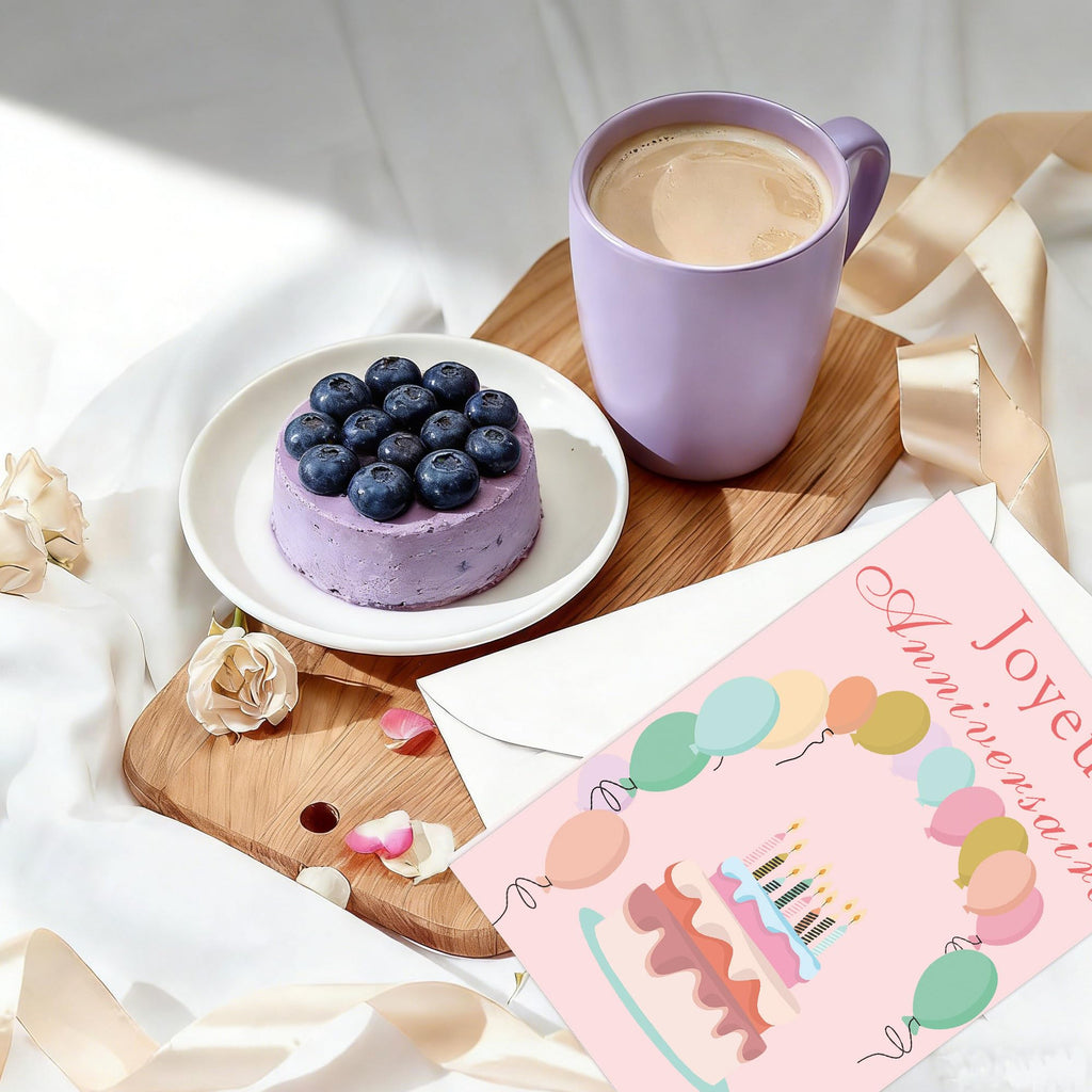 French Birthday Cards with Envelopes 4x6 Inch Watercolor Birthday Thank You Cards 24 Pack Bulk Birthday Card Joyeux anniversaire Greeting Cards for Birthday Party Holiday Baby Shower, Christmas