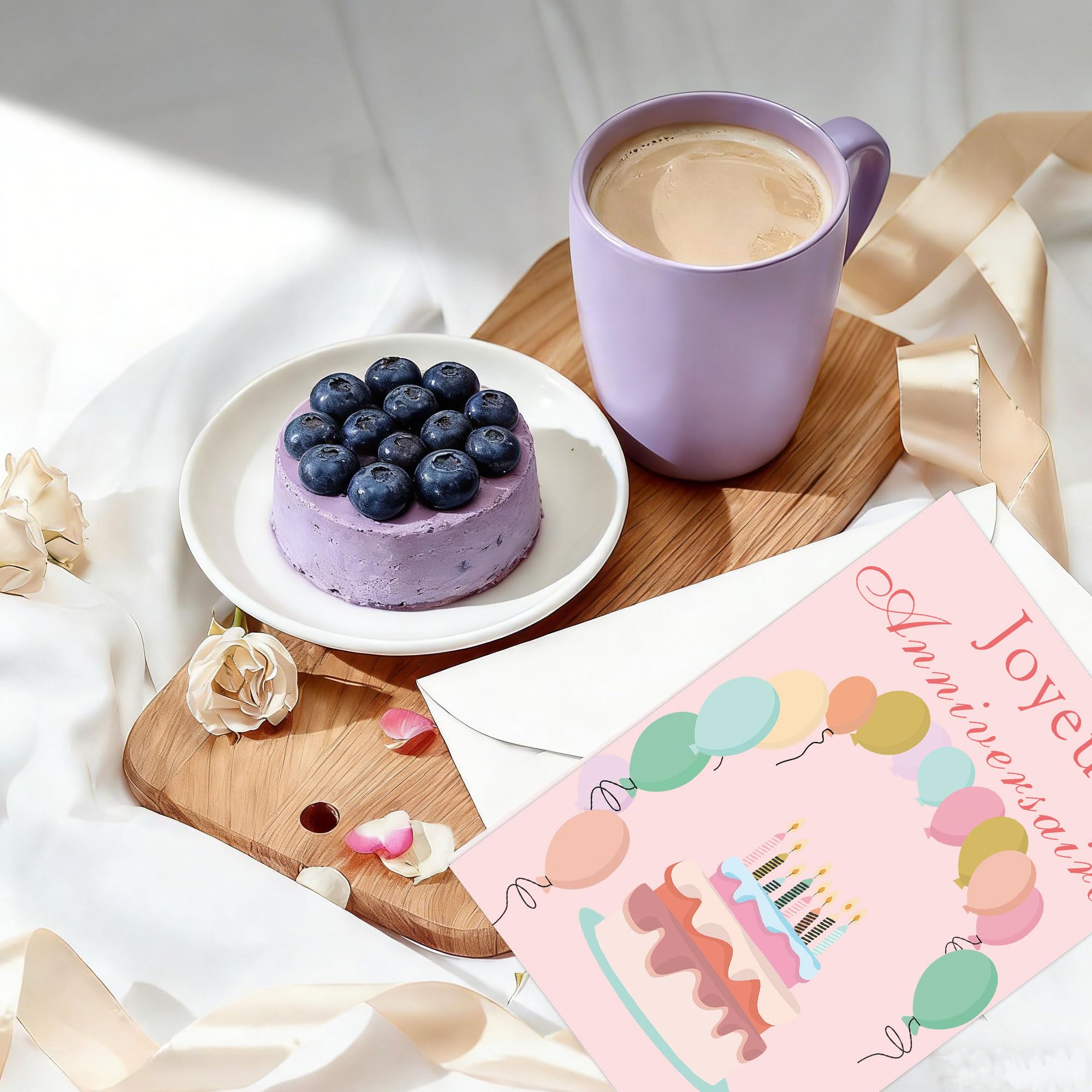 French Birthday Cards with Envelopes 4x6 Inch Watercolor Birthday Thank You Cards 24 Pack Bulk Birthday Card Joyeux anniversaire Greeting Cards for Birthday Party Holiday Baby Shower, Christmas