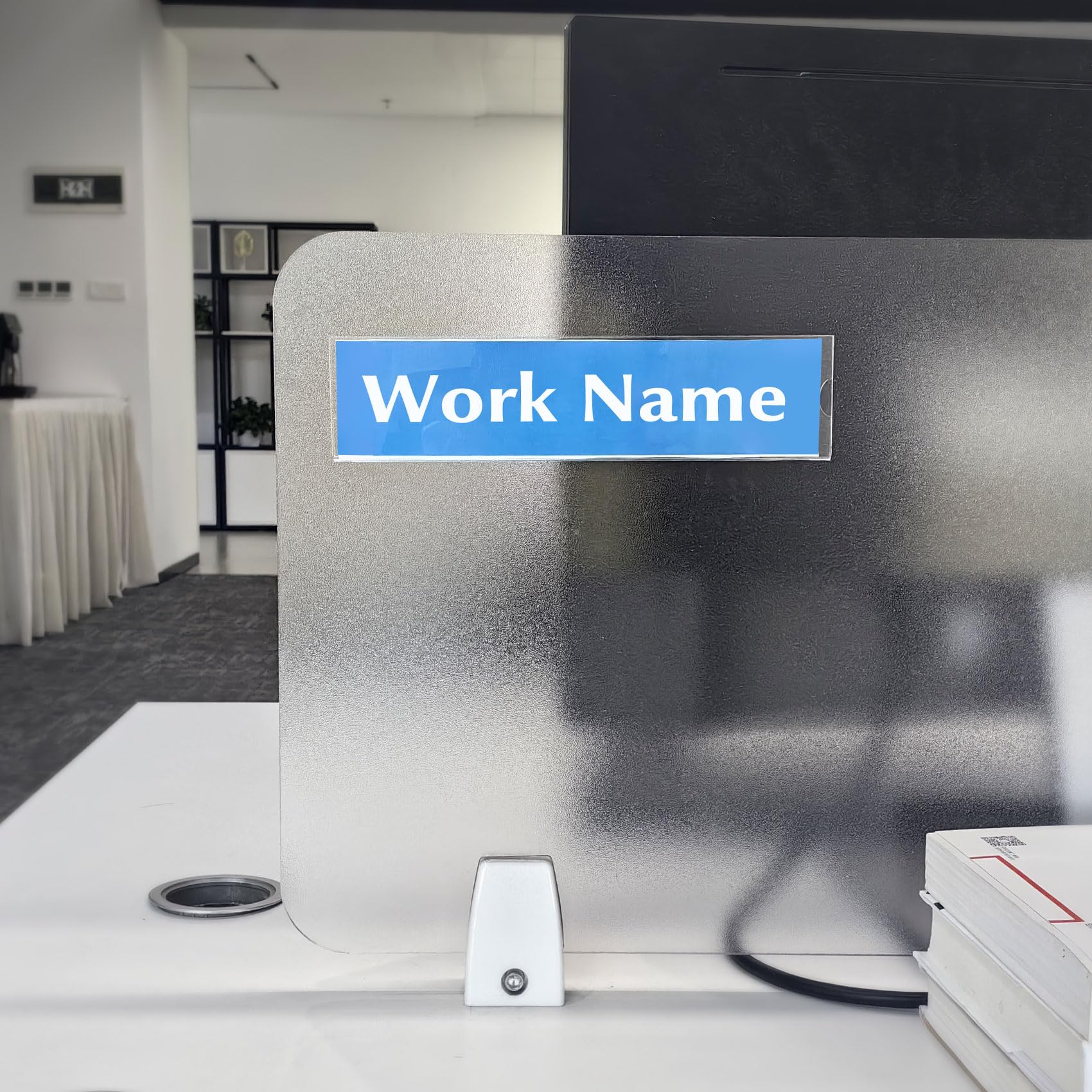 16 Pack Acrylic Desk 2x8" Nameplate Holders, Wall Mount Transparent, Floating Door Name Plates Set for Office Home School Classroom Teacher
