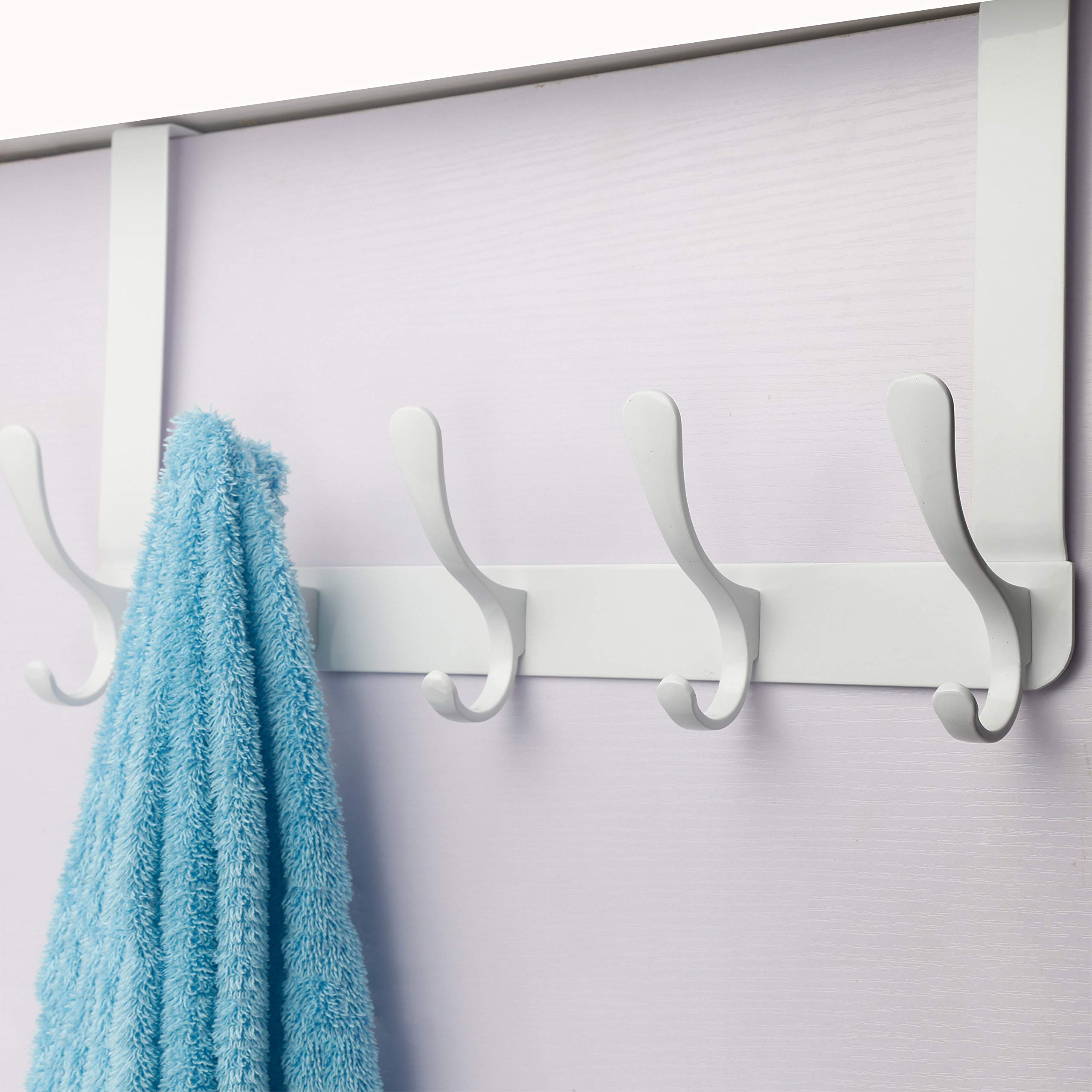 SKOLOO Over The Door Hook, Door Hanger Hooks for Hanging Clothes, Towels, Coats, Hats, Over The Door Towel Hook - White, Assembly Required