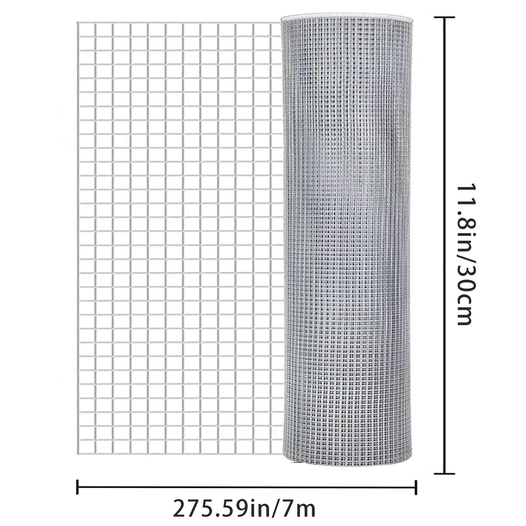 0.3*7m Hardware Cloth Wire Fence Roll Chicken Wire Mesh Stainless Steel Galvanized Garden Chicken Mesh Welded for Poultry Netting Cage Protection Plants Supports Hot Dipped Roll Fencing Rabbit Cages