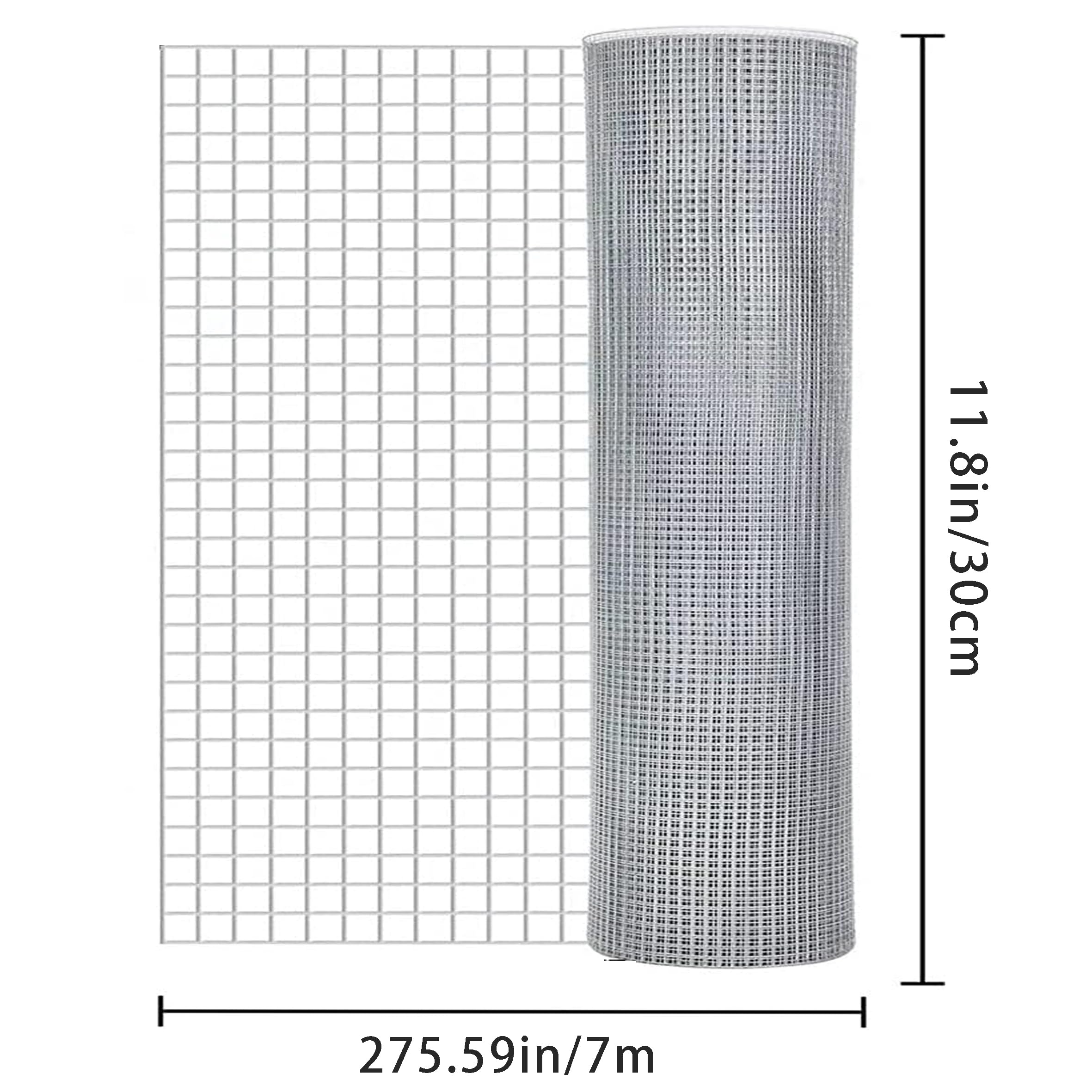 0.3*7m Hardware Cloth Wire Fence Roll Chicken Wire Mesh Stainless Steel Galvanized Garden Chicken Mesh Welded for Poultry Netting Cage Protection Plants Supports Hot Dipped Roll Fencing Rabbit Cages