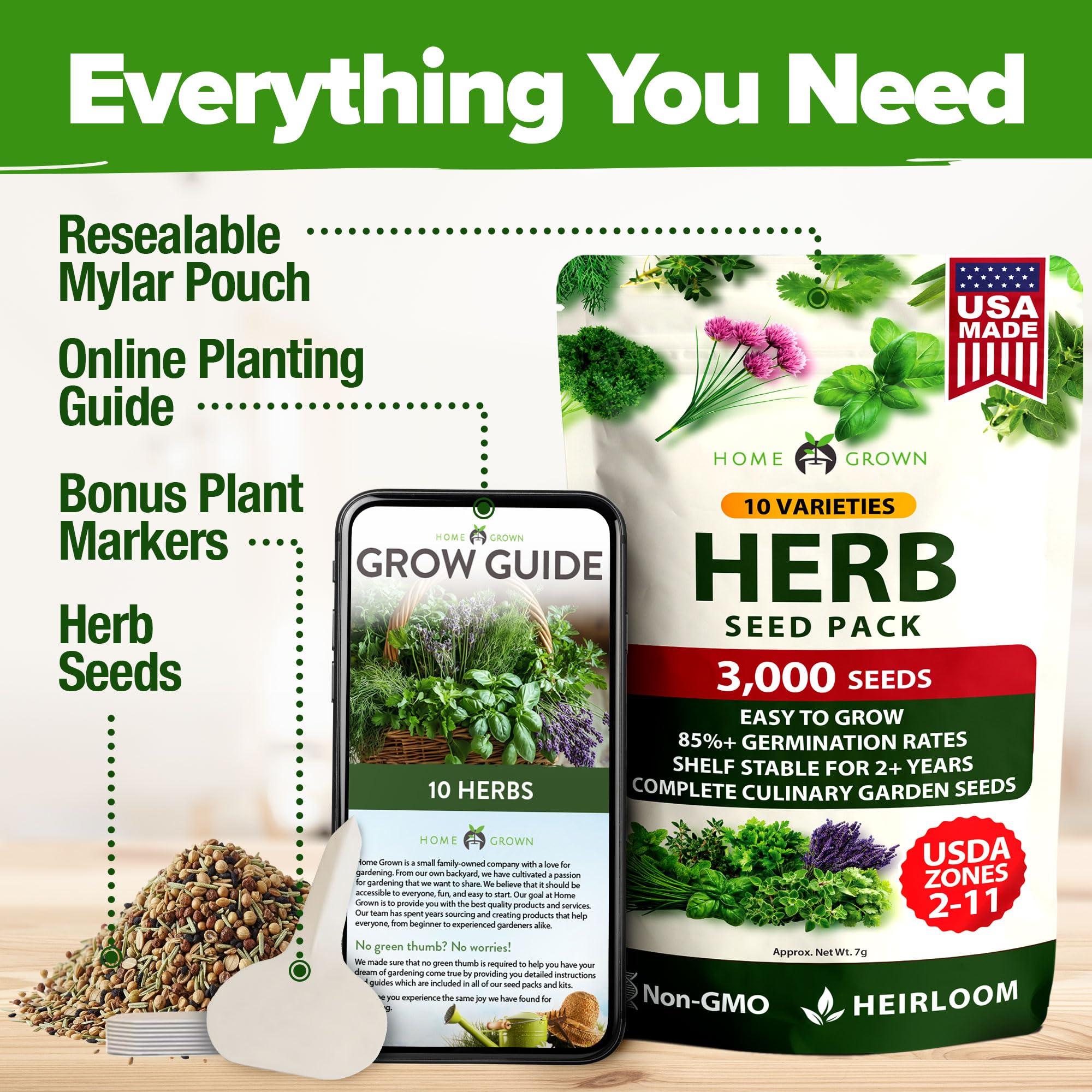 10 Culinary Herb Seed Vault - Heirloom and Non GMO - 3000+ Seeds for Planting for Outdoor or Indoor Herb Garden, Basil, Cilantro, Parsley, Chives, Thyme, Oregano, Dill, Marjoram, Mint, Tarragon