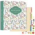 Lanpn Recipe Binder 8.5x11 3 Ring Kit, Blank Organizer Binder Recipe Book Waterproof Cookbook to Write in Your Own Recipes with 60 Plastic Sleeves,116 Recipes, Dividers,Labels & Stickers, Green