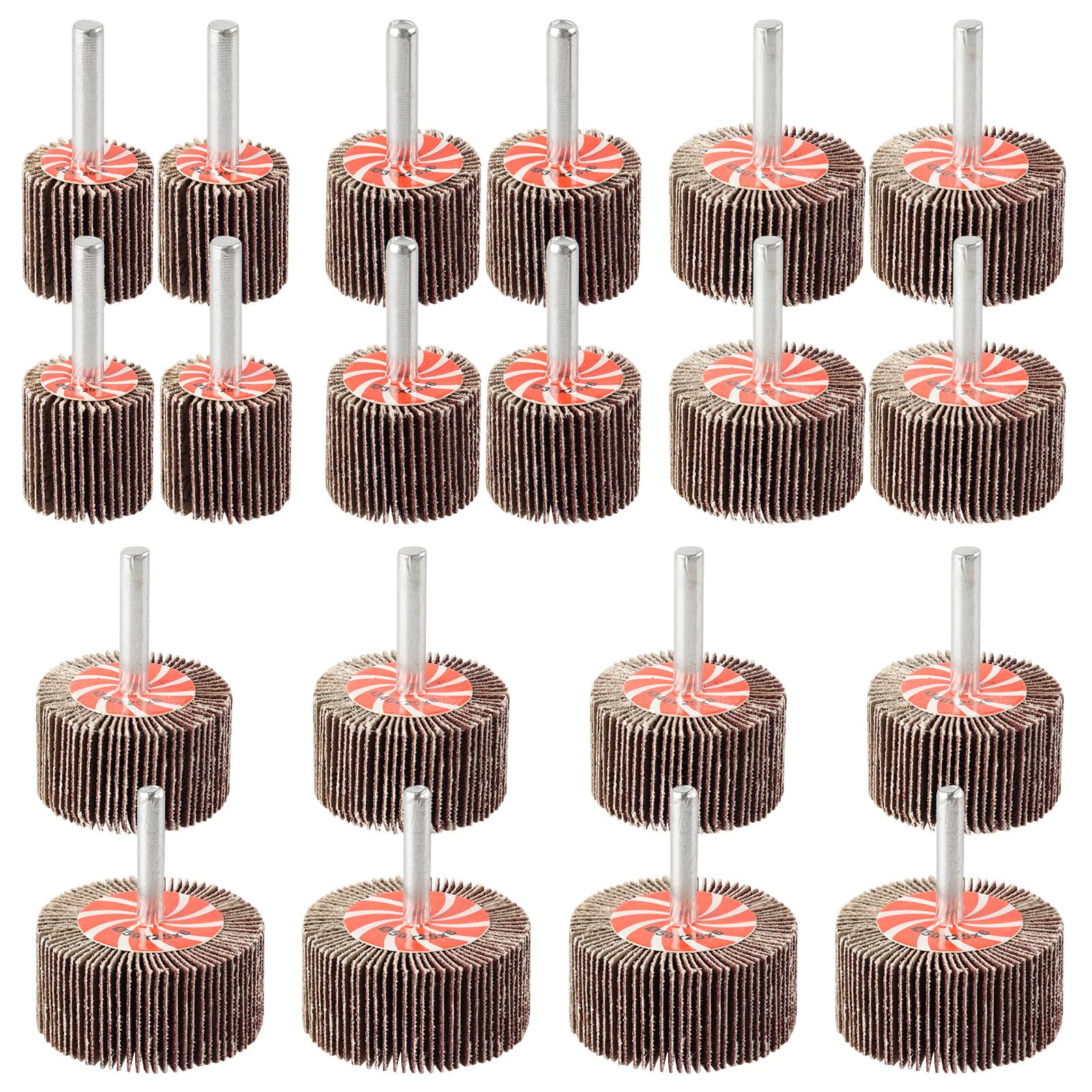 AOKLIT 20 Pcs 5 Sizes 60/80/120/240 Grits Abrasive Flap Wheel Sander, Aluminum Oxide Sanding Flap Wheel for Removing Rust and Polishing, 1/4 in Shank