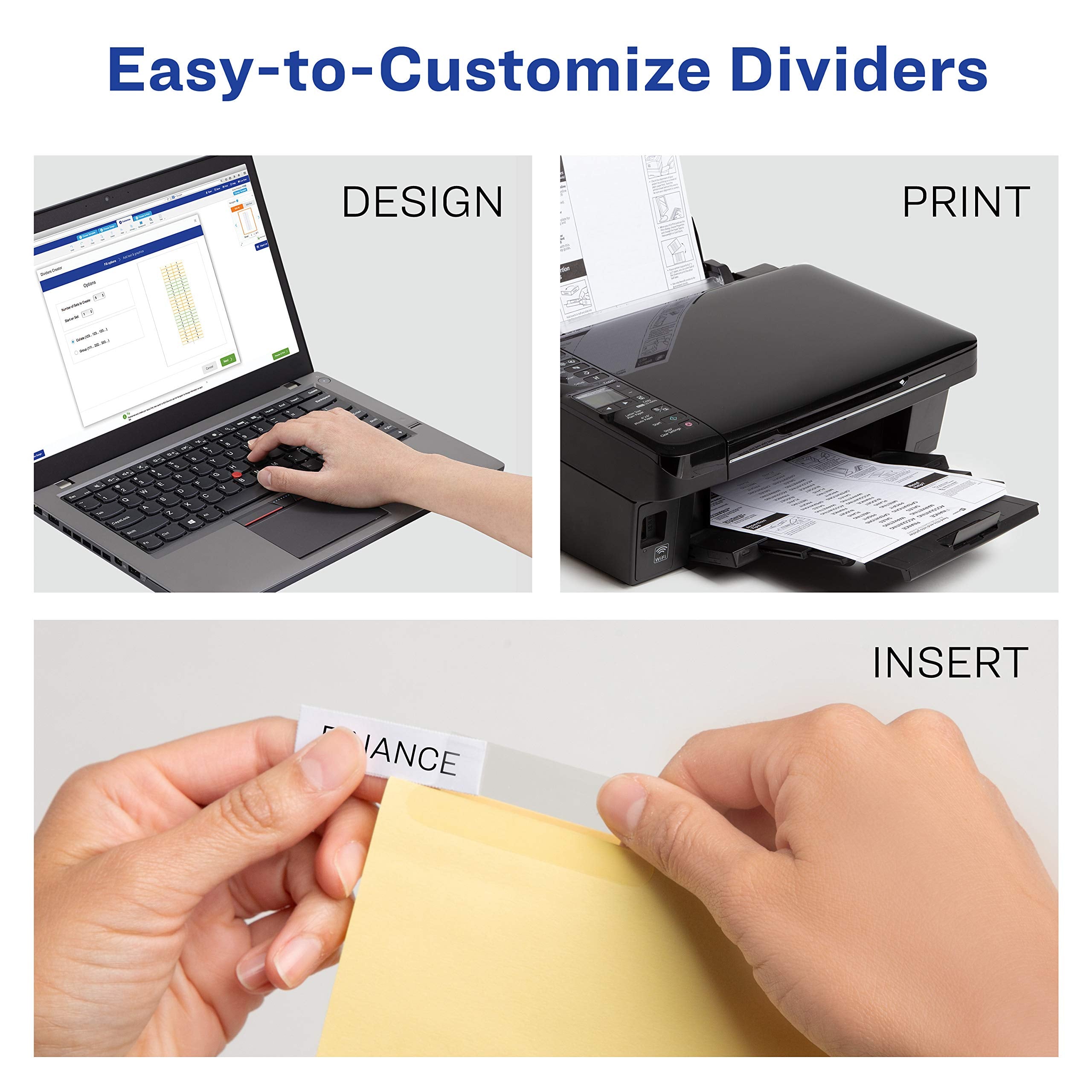 Big Tab Buff Colored Insertable Dividers - Gold Reinforce