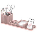SUPEASY Desk Organizers and Accessories for Office Supplies Organization with 6 Compartments, Desk Organizer with Phone Holder, Pen Holder, Sticky Note Tray, Pink