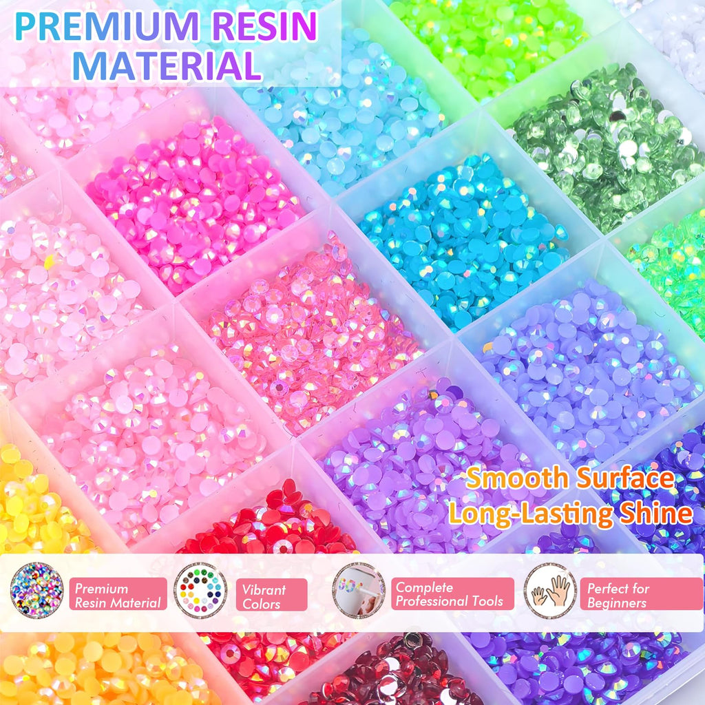 40 Colors Rhinestones Bedazzling Kit, 32000 Pcs 3mm/4mm/5mm Flatback Gems With Tools, Bling DIY Craft Supplies for Clothing Shoes Nails Book Diamond Art