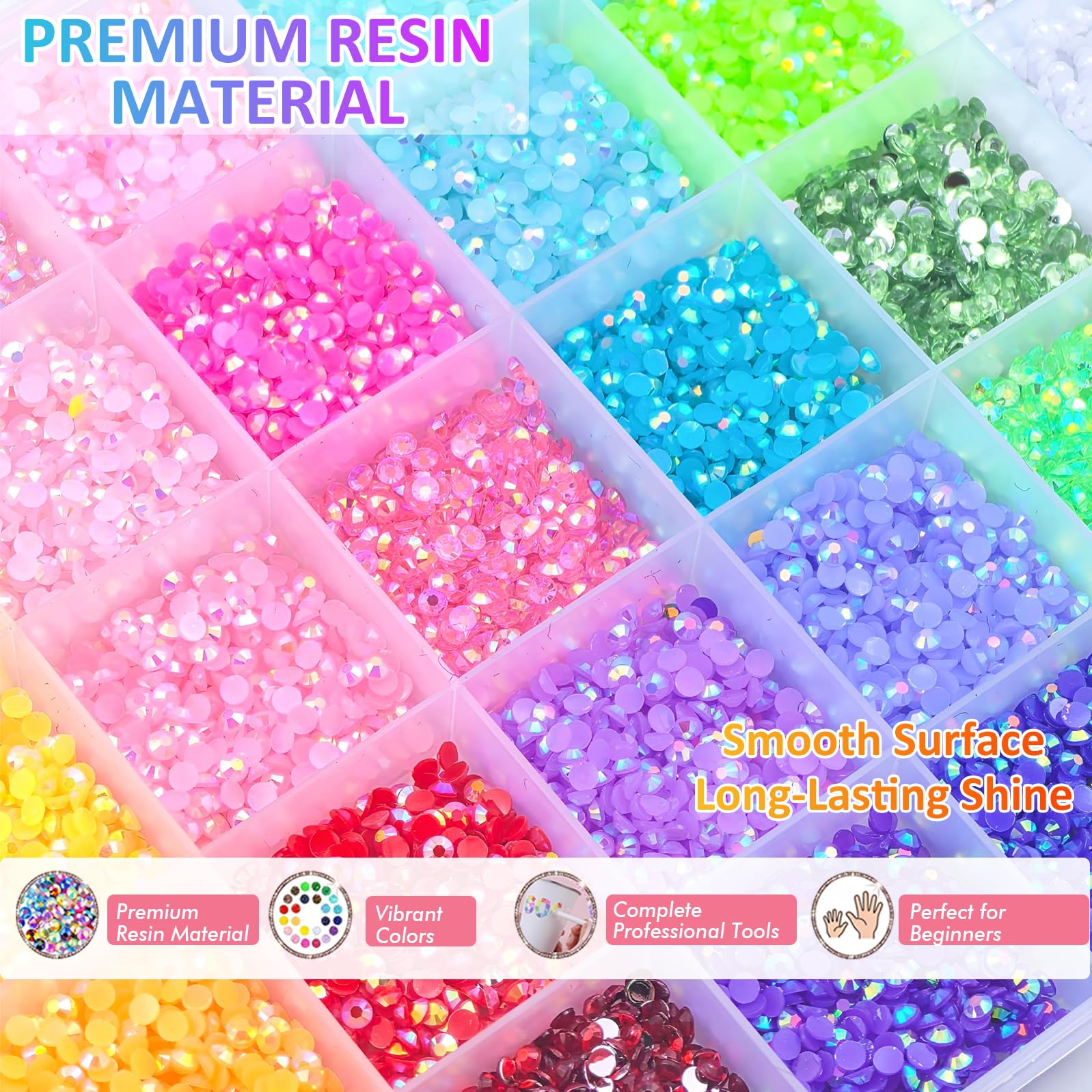 40 Colors Rhinestones Bedazzling Kit, 32000 Pcs 3mm/4mm/5mm Flatback Gems With Tools, Bling DIY Craft Supplies for Clothing Shoes Nails Book Diamond Art
