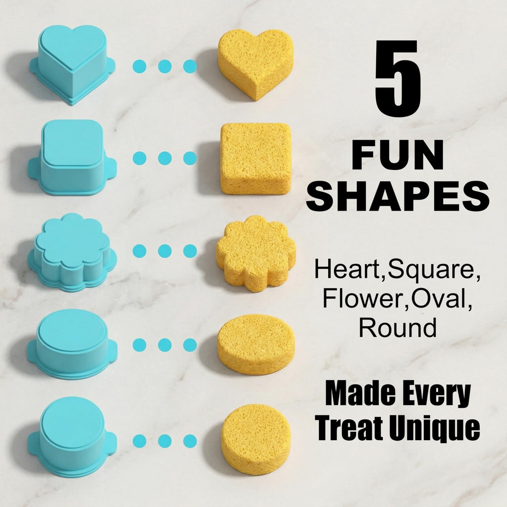 Cake Pop Mold Set with 6.3-Inch Tray, 5 Shapes (Round, Square, Oval, Cloud, Heart) - Cake Pop Cutter and Pusher for Home Baking, Birthday Parties, Wedding Desserts - Food Safe, Durable & Easy to Use