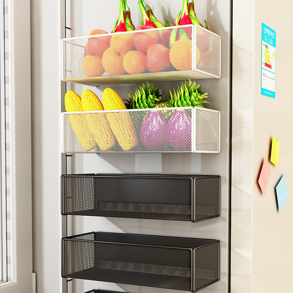 LIFEFAN Magnetic Shelf Basket Organizer Holder for Fridge Magnetic Storage Bin Box Containers for Refrigerator Whiteboard Classroom