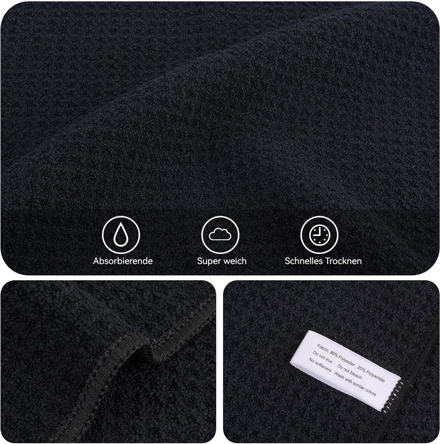 KinHwa Dish Cloths Ultra Absorbent Microfiber Cleaning Cloths Odor Free Waffle Weave Kitchen Dishcloths Rags 12inch x 12inch Blue-Black 6 Pack