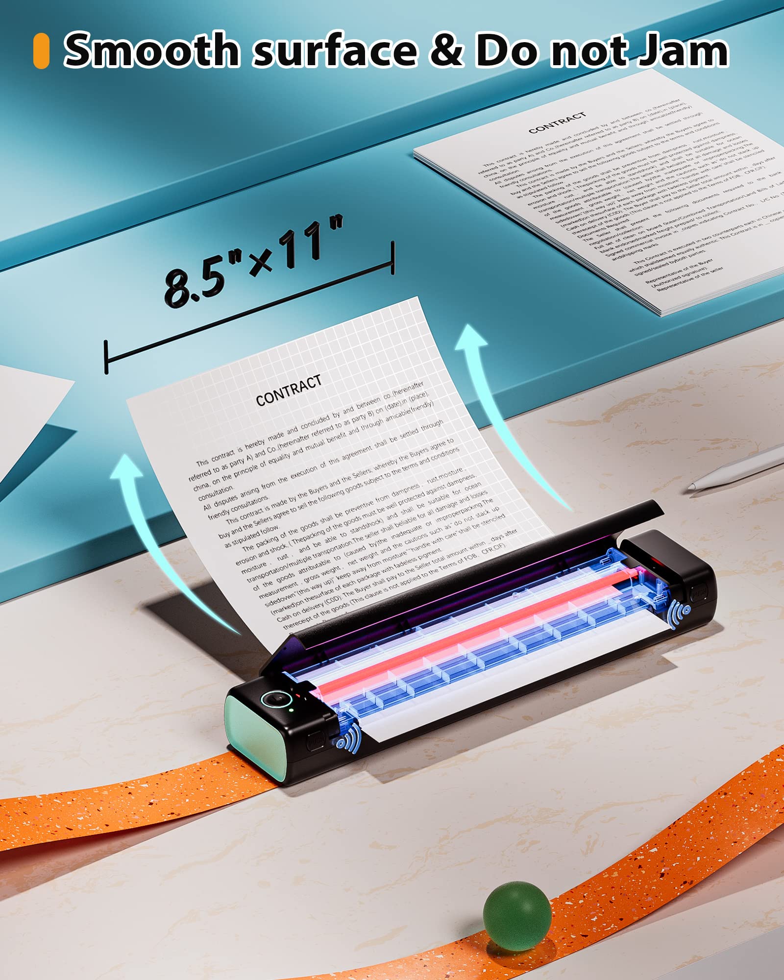 PhoFuta Thermal Paper 8.5 x 11 Size for Portable Printer Compatible With Hprt, Phomemo, Itari M08F MT800, Brother Pocket PJ762/PJ763MFi - Letter Folded Paper 200 Sheets