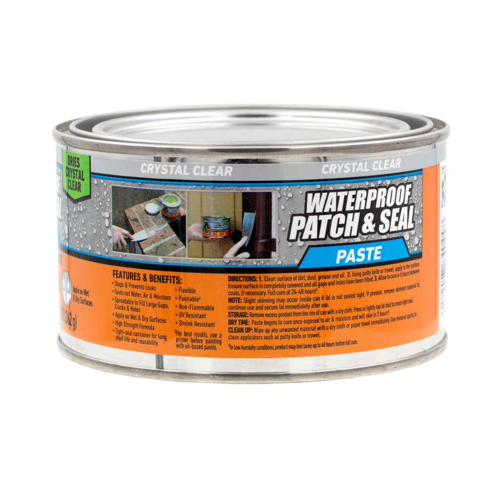 Gorilla Waterproof Patch & Seal Rubberized Sealant Paste, 12.8 Ounce Can, Clear (Pack of 1) - Stops Leaks, Flexible Gap & Crack Filler, Shrink & Mildew Resistant, Paintable