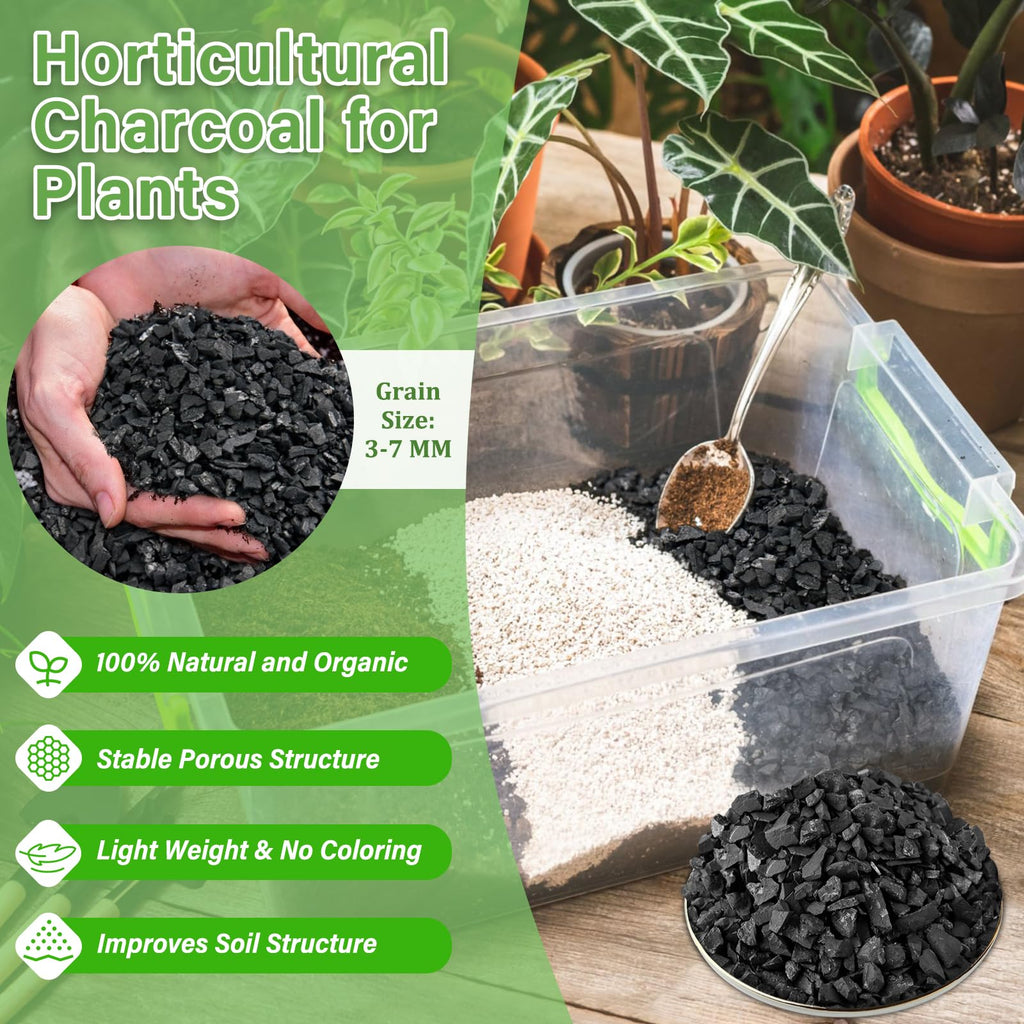 Legigo 2 Quart All Natural Horticultural Charcoal- Activated Hardwood Plant Charcoal for Soil Amendment, Conditioning Bonsai, Succulent, Terrarium Supplies, Indoor Plant Potting Soil
