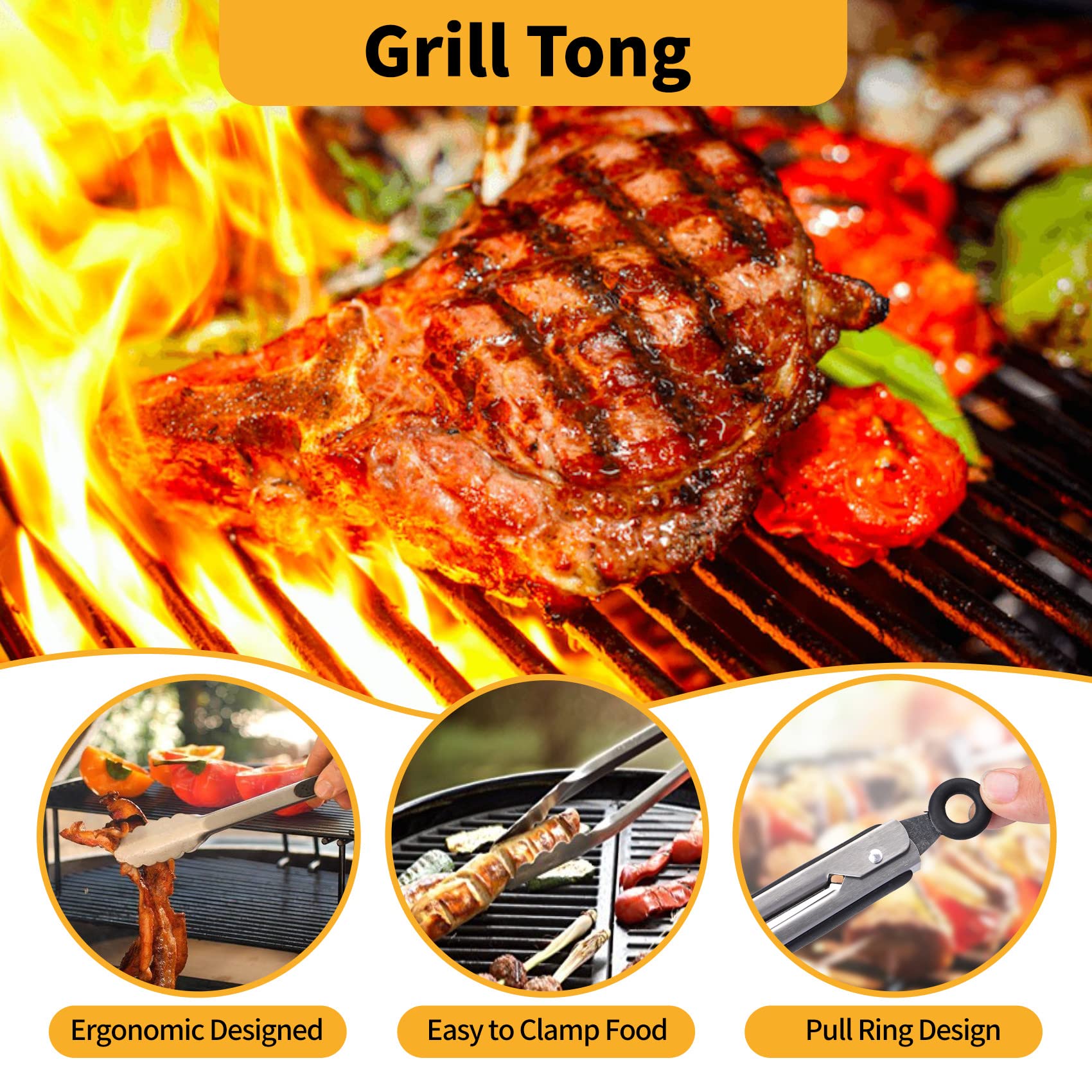 Onlyflame 10PCS Professional BBQ Griddle Tool Kit for Flat Top Grill - Stainless Steel & Plastic Accessories with Carry Bag