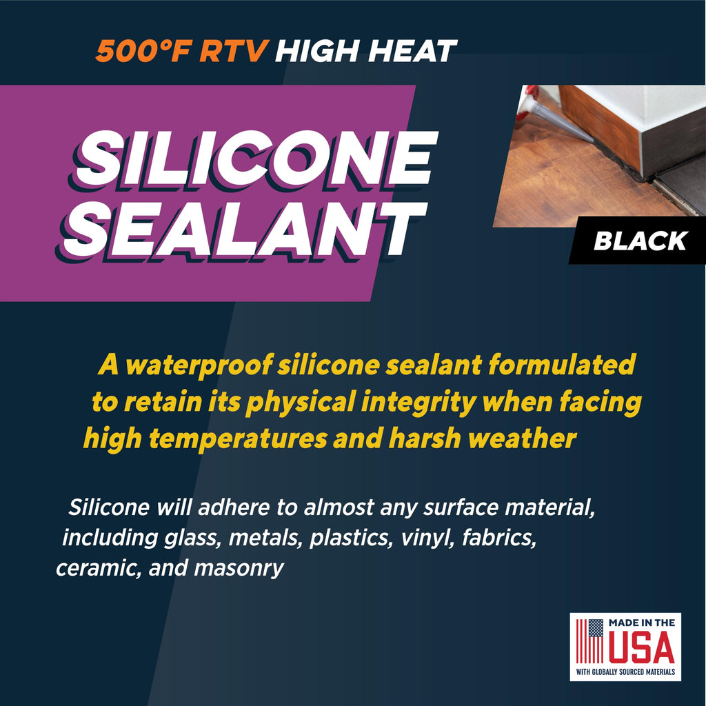 Rutland 500°RTV High Heat Silicone (Black) 2.7 Ounce Tube
